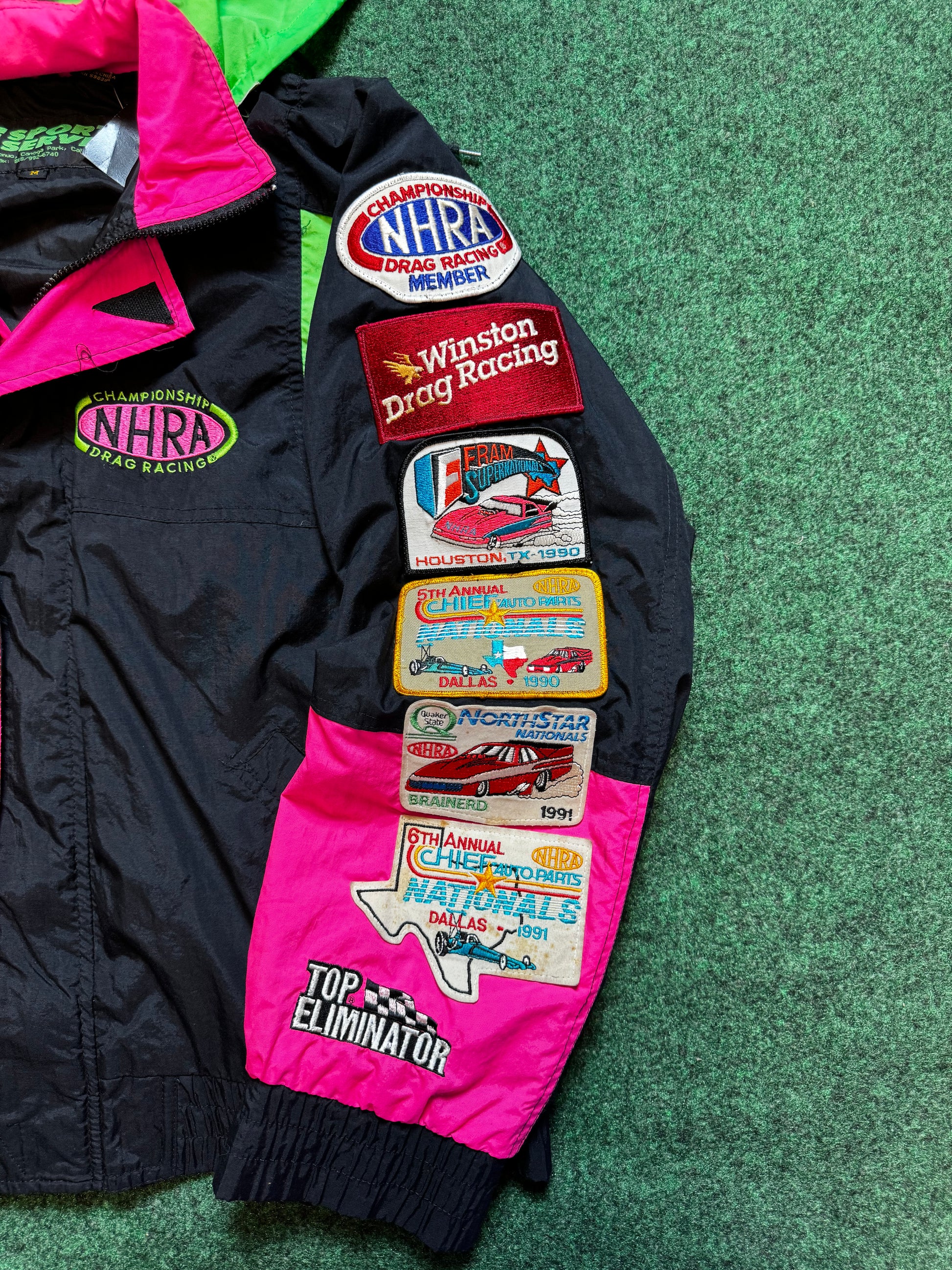 90 s NHRA Racing Vintage Patches Windbreaker Jacket Medium