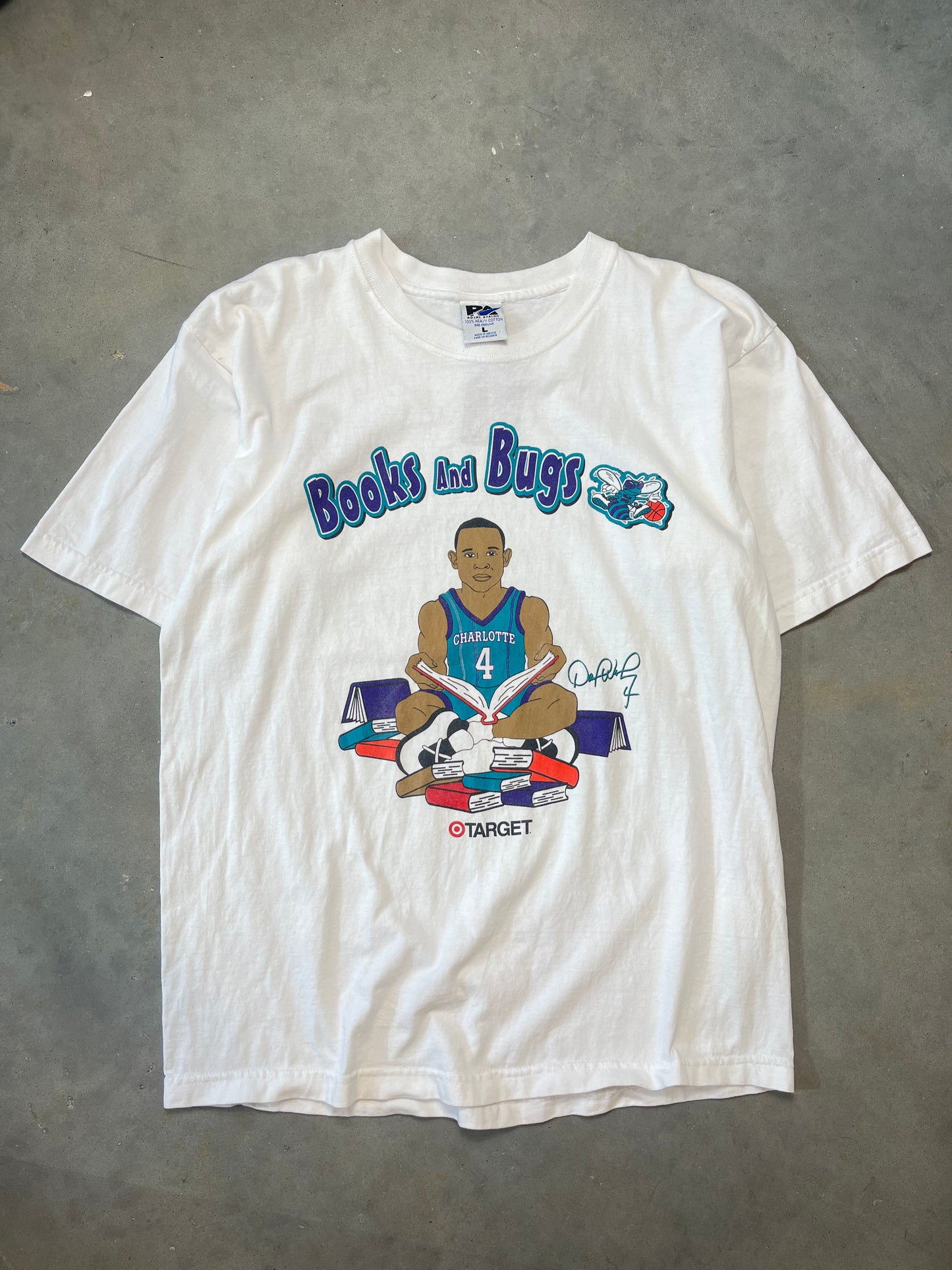 90’s Charlotte Hornets David Wesley Books and Bugs Vintage NBA Tee (Large)