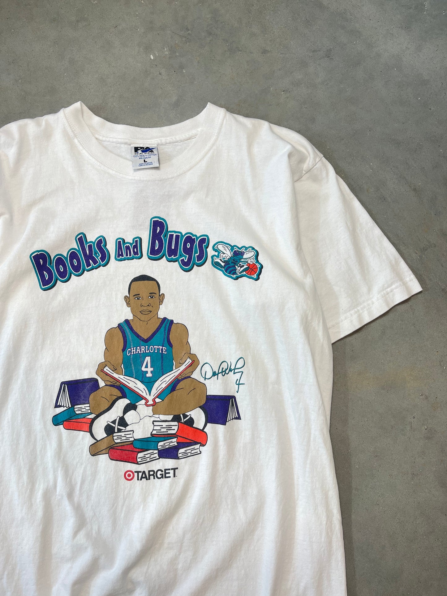 90’s Charlotte Hornets David Wesley Books and Bugs Vintage NBA Tee (Large)