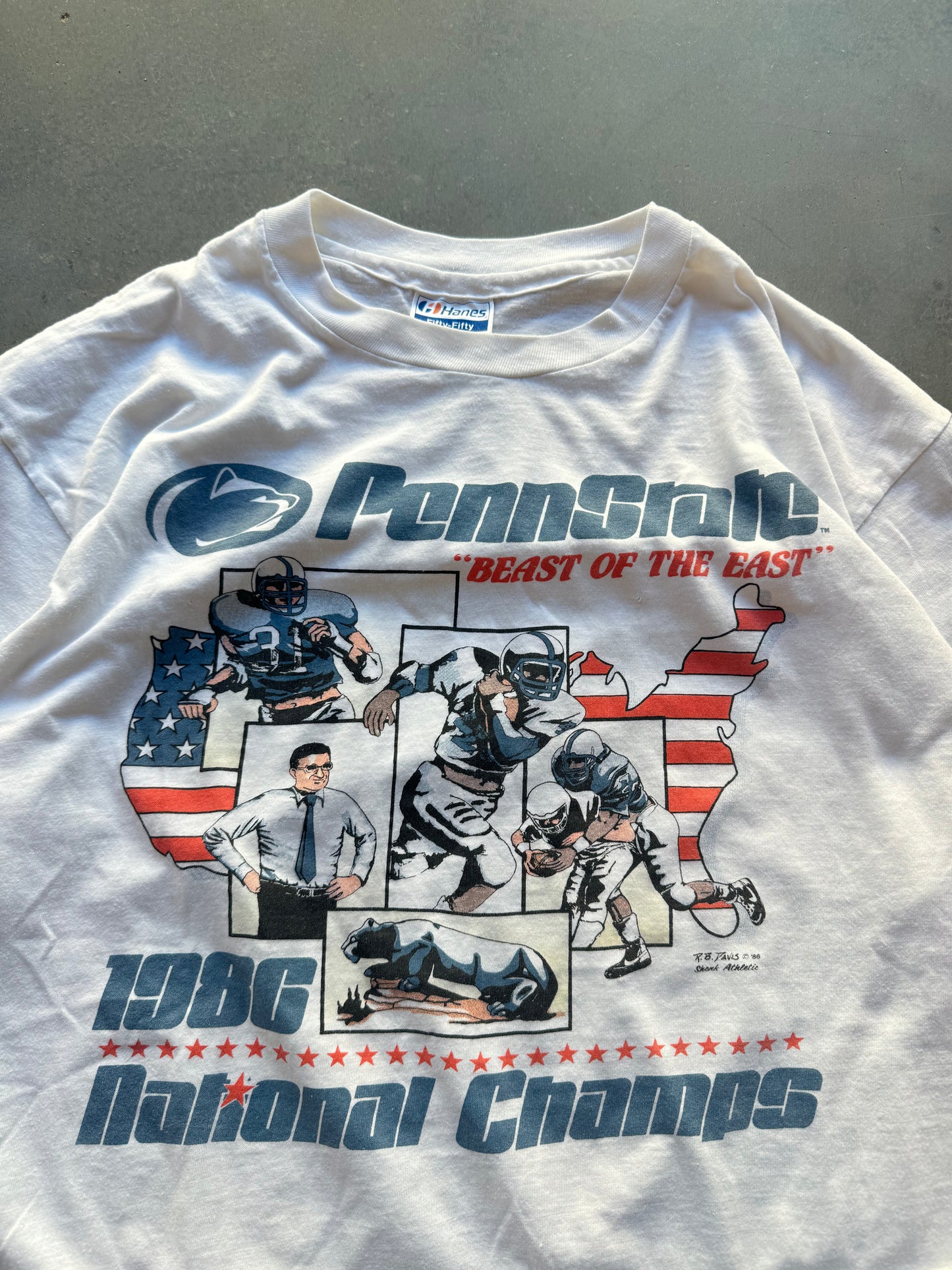 1986 Penn State Nittany Lions Vintage College Football National Champions Tee (Medium)