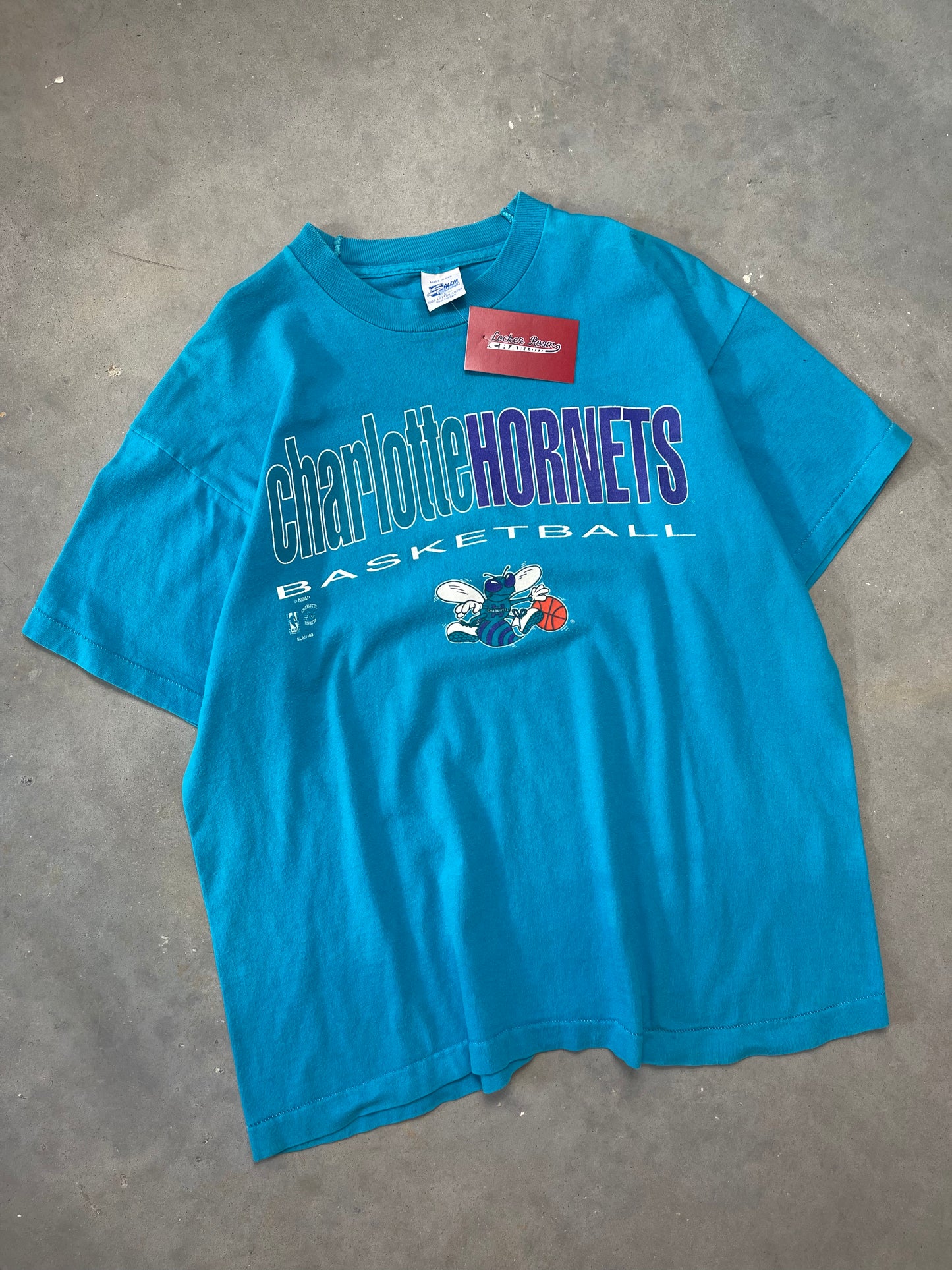 90’s Charlotte Hornets Vintage Teal NBA Salem Sportswear Tee (Large)