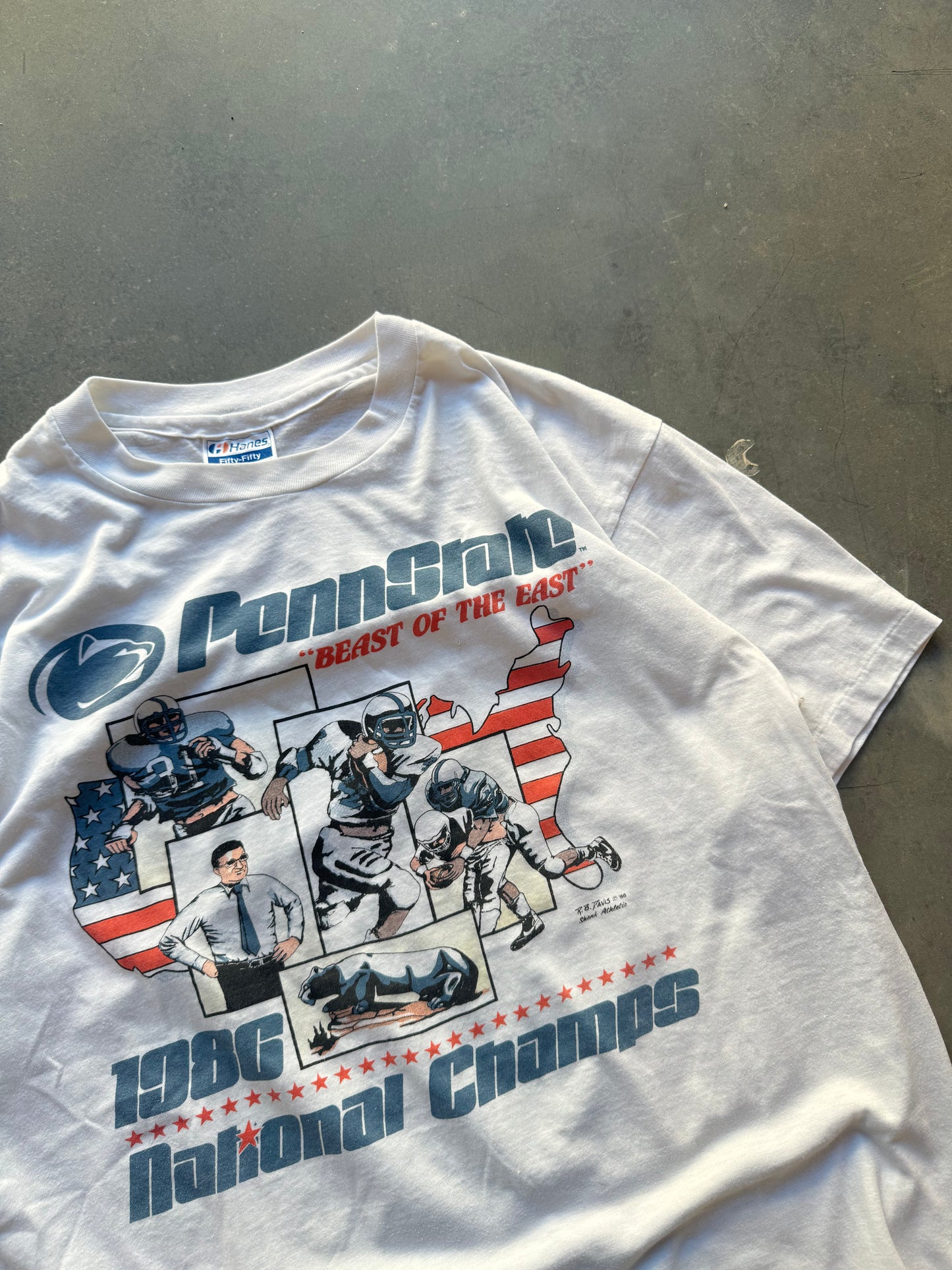 1986 Penn State Nittany Lions Vintage College Football National Champions Tee (Medium)