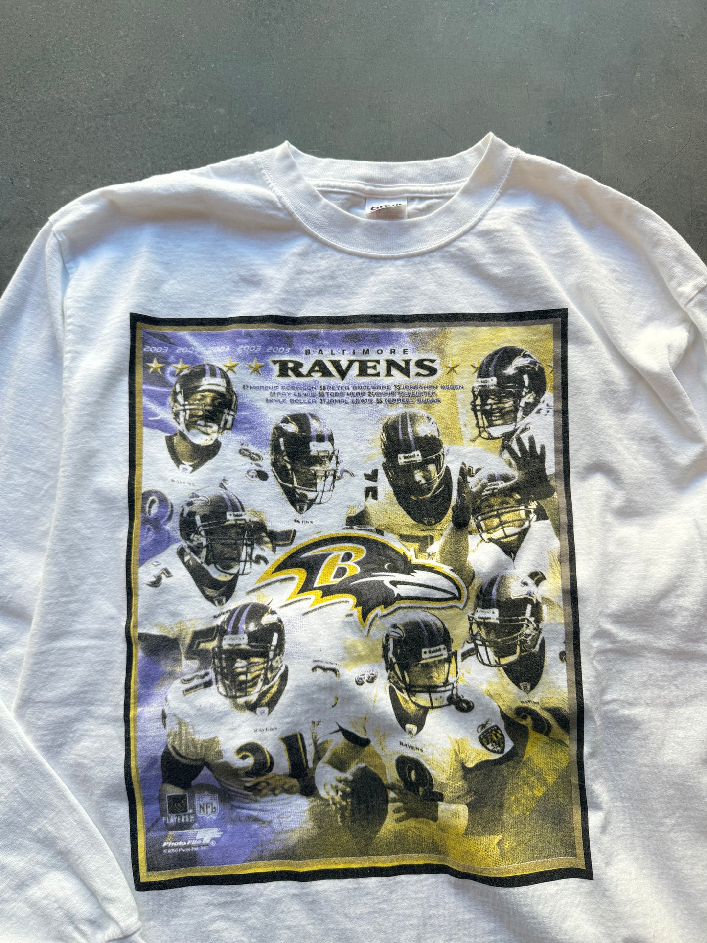 2003 Baltimore Ravens “Ravenstown” Vintage Schedule Longsleeve NFL Tee (Large)