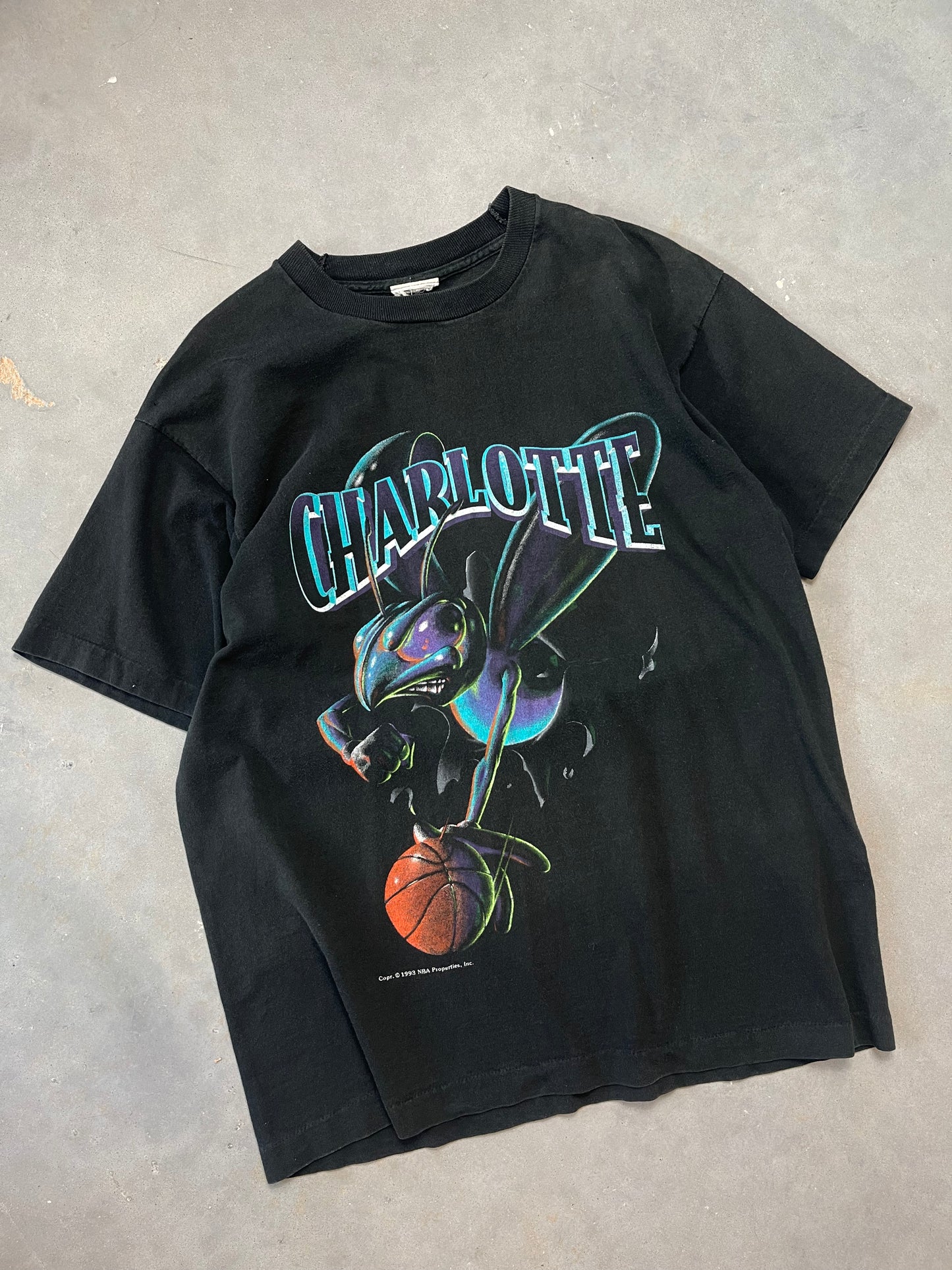 1993 Charlotte Hornets Vintage Nutmeg Mills NBA Breakthrough Tee (Large)