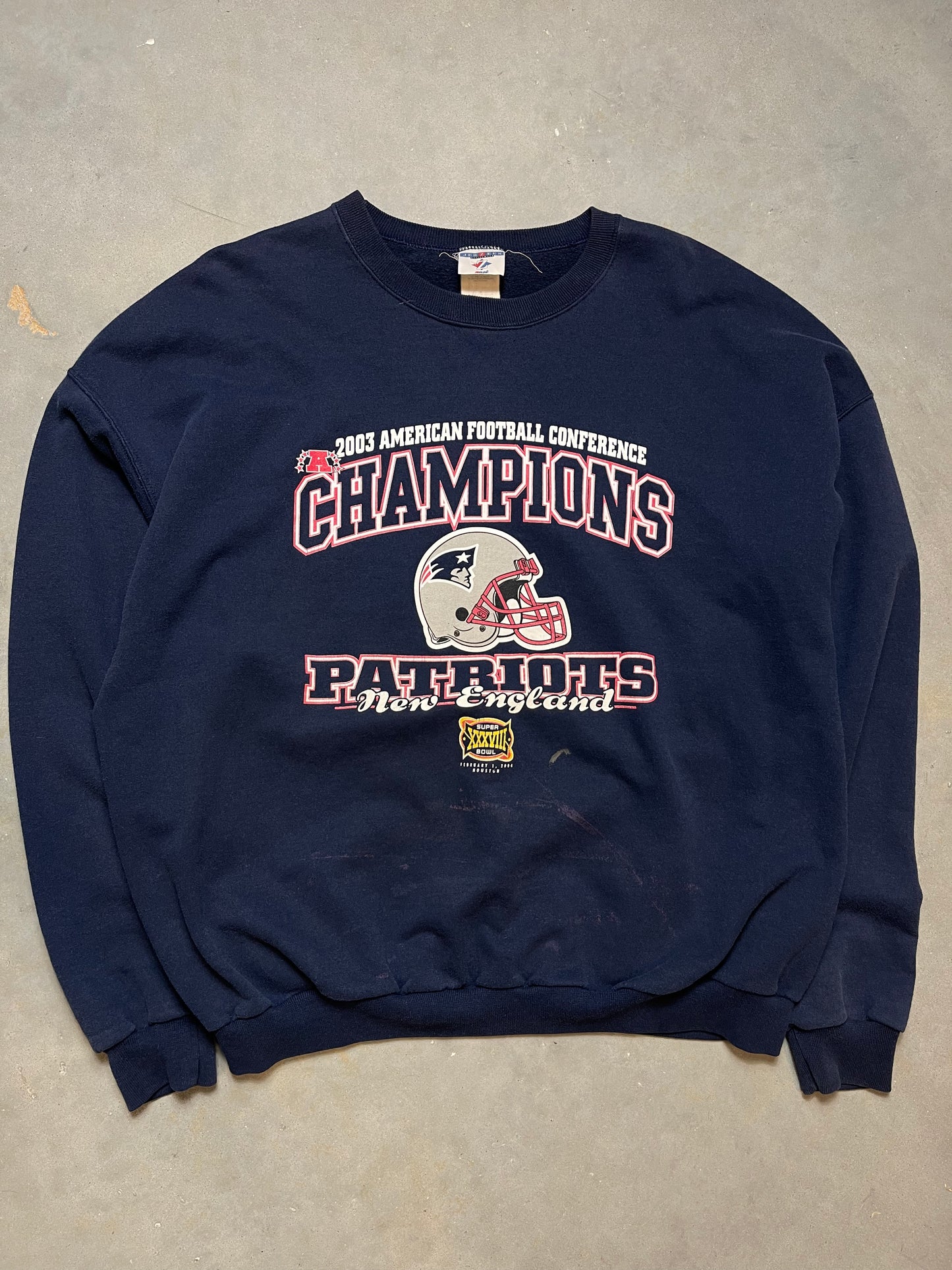 2003 New England Patriots AFC Champions Vintage NFL Crewneck (XXL)