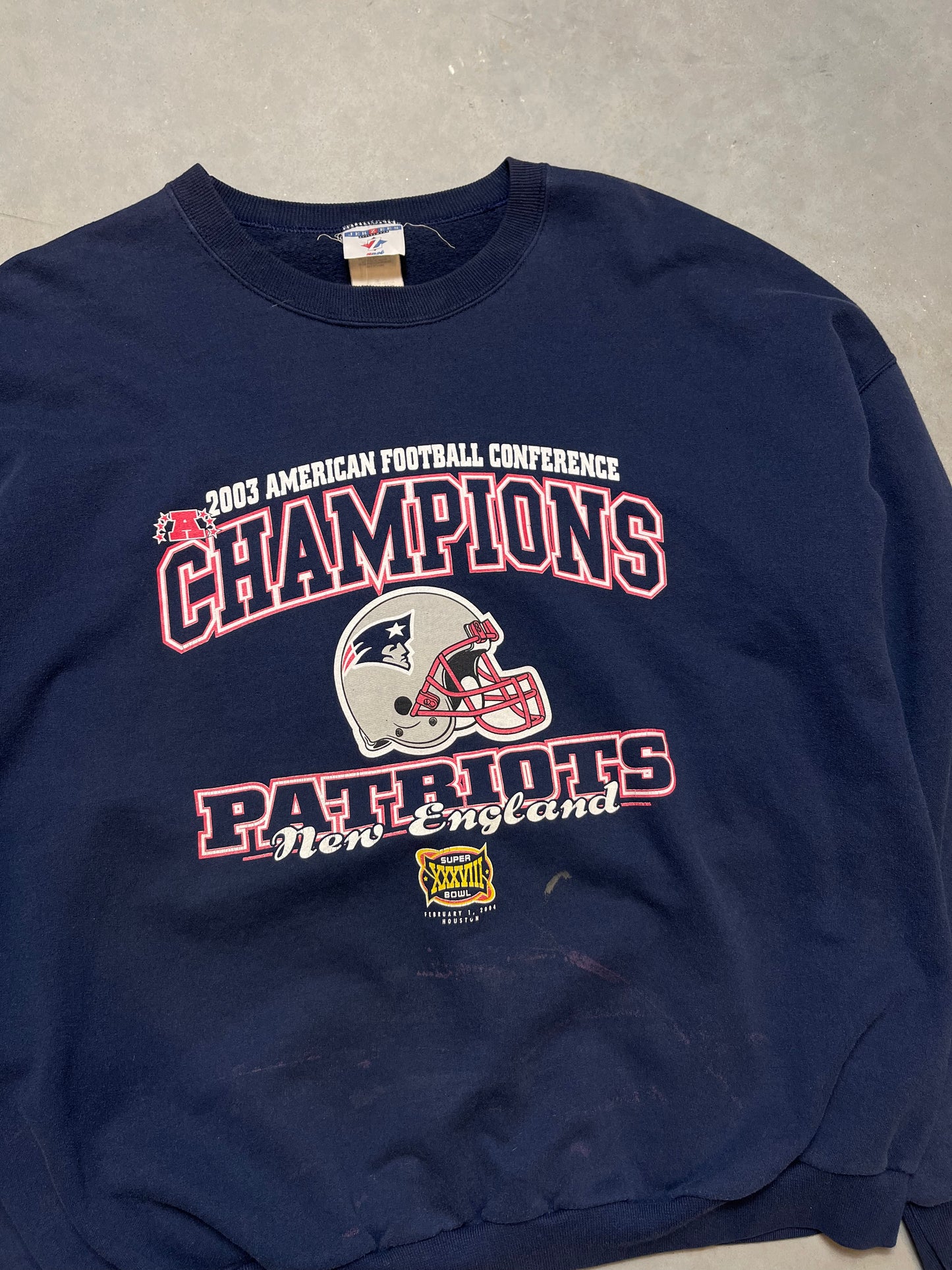 2003 New England Patriots AFC Champions Vintage NFL Crewneck (XXL)