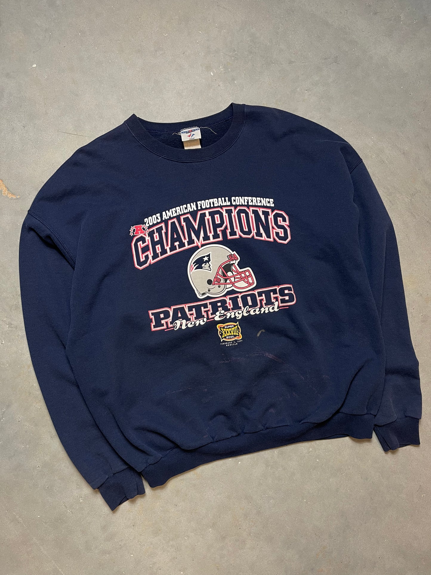 2003 New England Patriots AFC Champions Vintage NFL Crewneck (XXL)