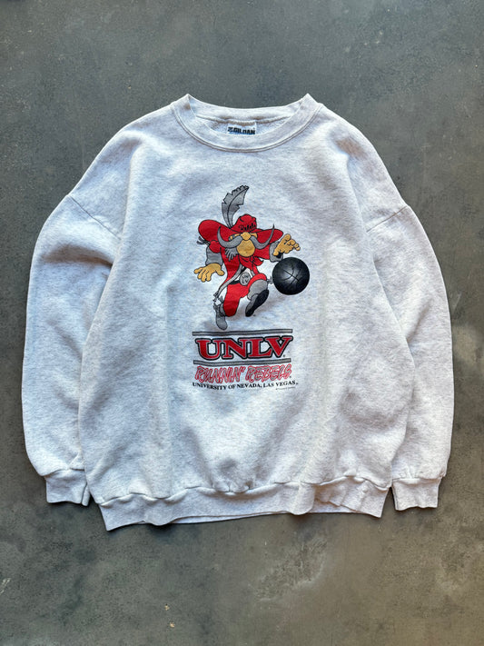 90’s UNLV Runnin’ Rebels Vintage Heather Grey College Basketball Crewneck (XL)