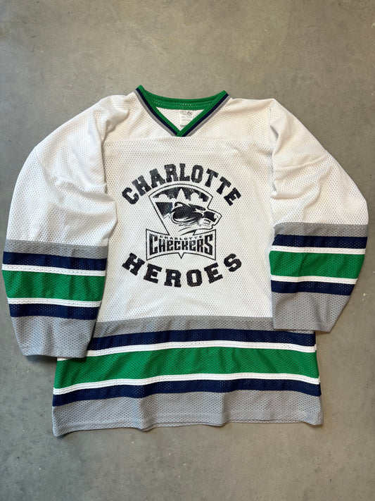 00’s Charlotte Checkers “Charlotte Heroes” Vintage Game Worn AHL Hockey Jersey