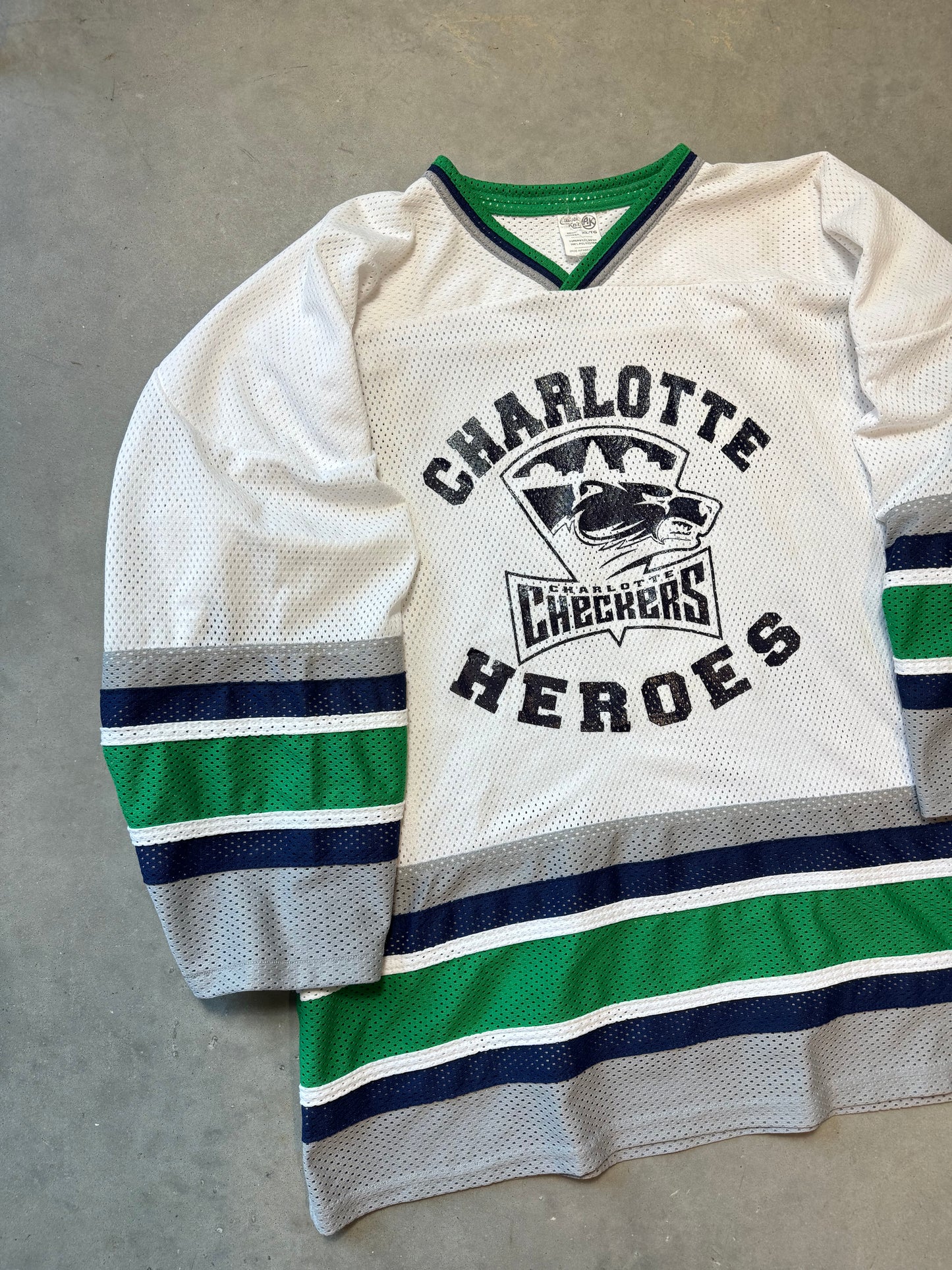 00’s Charlotte Checkers “Charlotte Heroes” Vintage Game Worn AHL Hockey Jersey