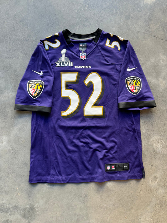 2013 Baltimore Ravens Ray Lewis Super Bowl XLVII Champions Vintage Purple Nike NFL Jersey (Large)