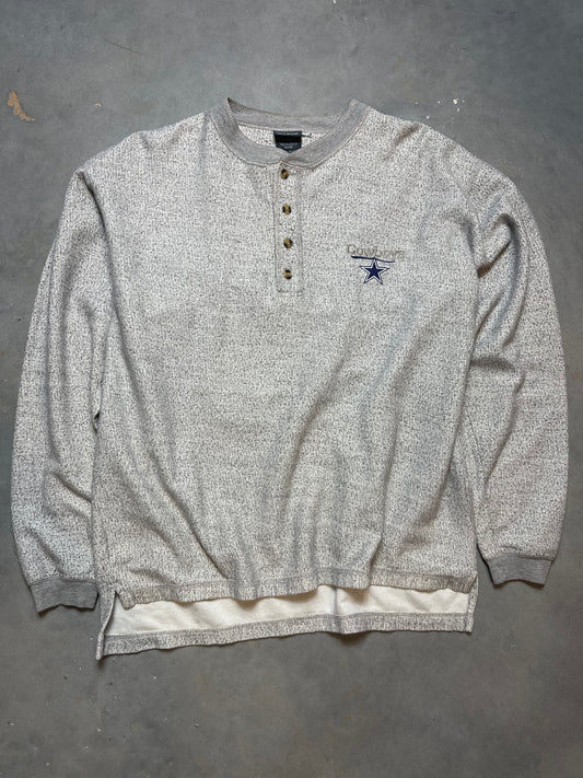 90’s Dallas Cowboys Vintage Henley Pullover NFL Crewneck (Large)