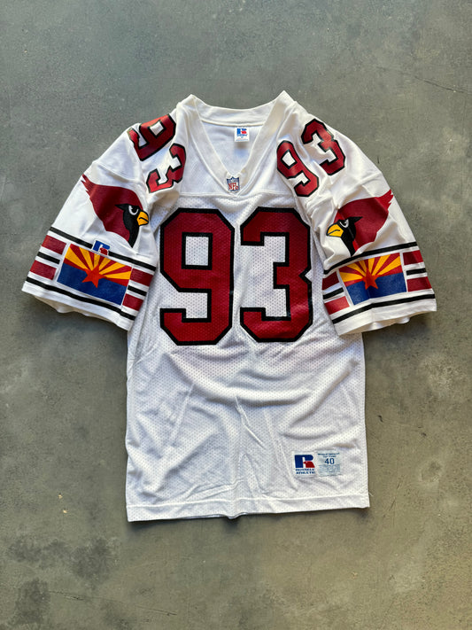 90’s Arizona Cardinals Sidney Coleman / Reuben Davis Vintage White Russell Athletic Big Logos NFL Authentic Jersey (40/Medium)