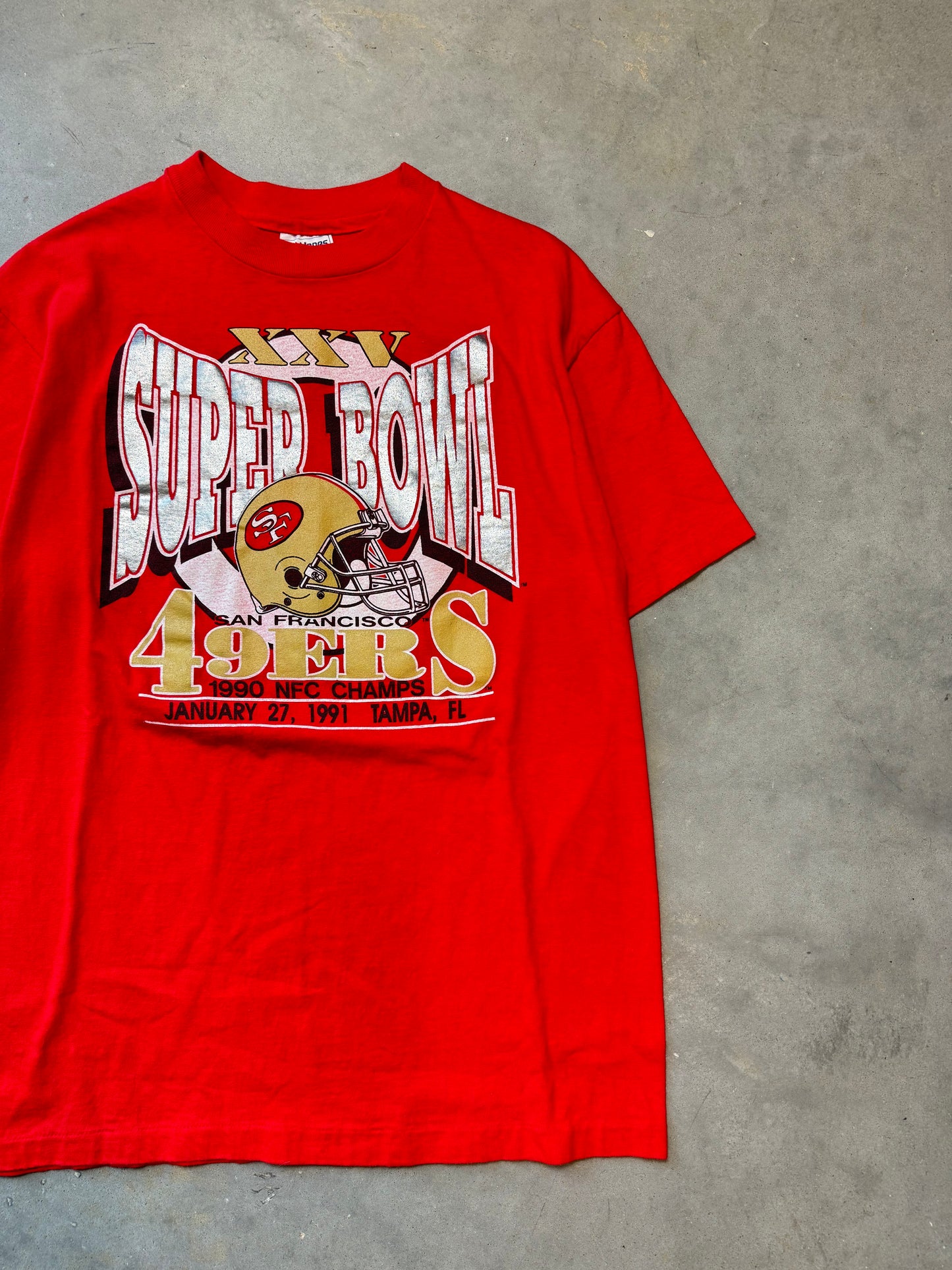 1991 San Francisco 49ers Super Bowl XXV Vintage NFL Tee (Large)