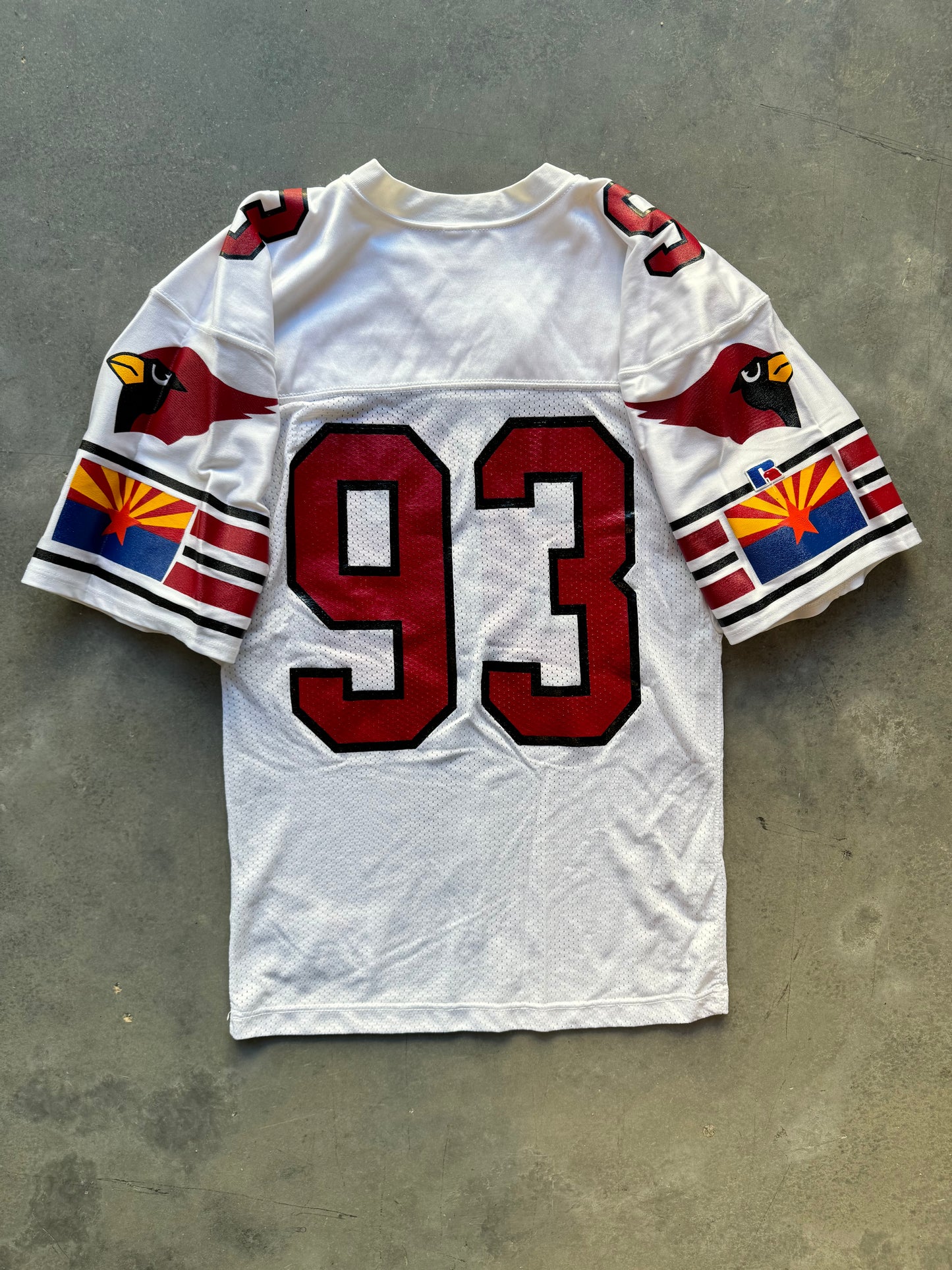 90’s Arizona Cardinals Sidney Coleman / Reuben Davis Vintage White Russell Athletic Big Logos NFL Authentic Jersey (40/Medium)