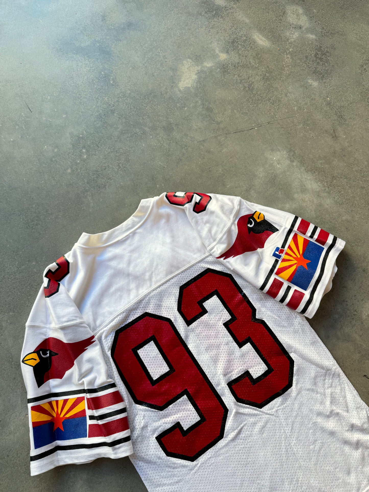 90’s Arizona Cardinals Sidney Coleman / Reuben Davis Vintage White Russell Athletic Big Logos NFL Authentic Jersey (40/Medium)