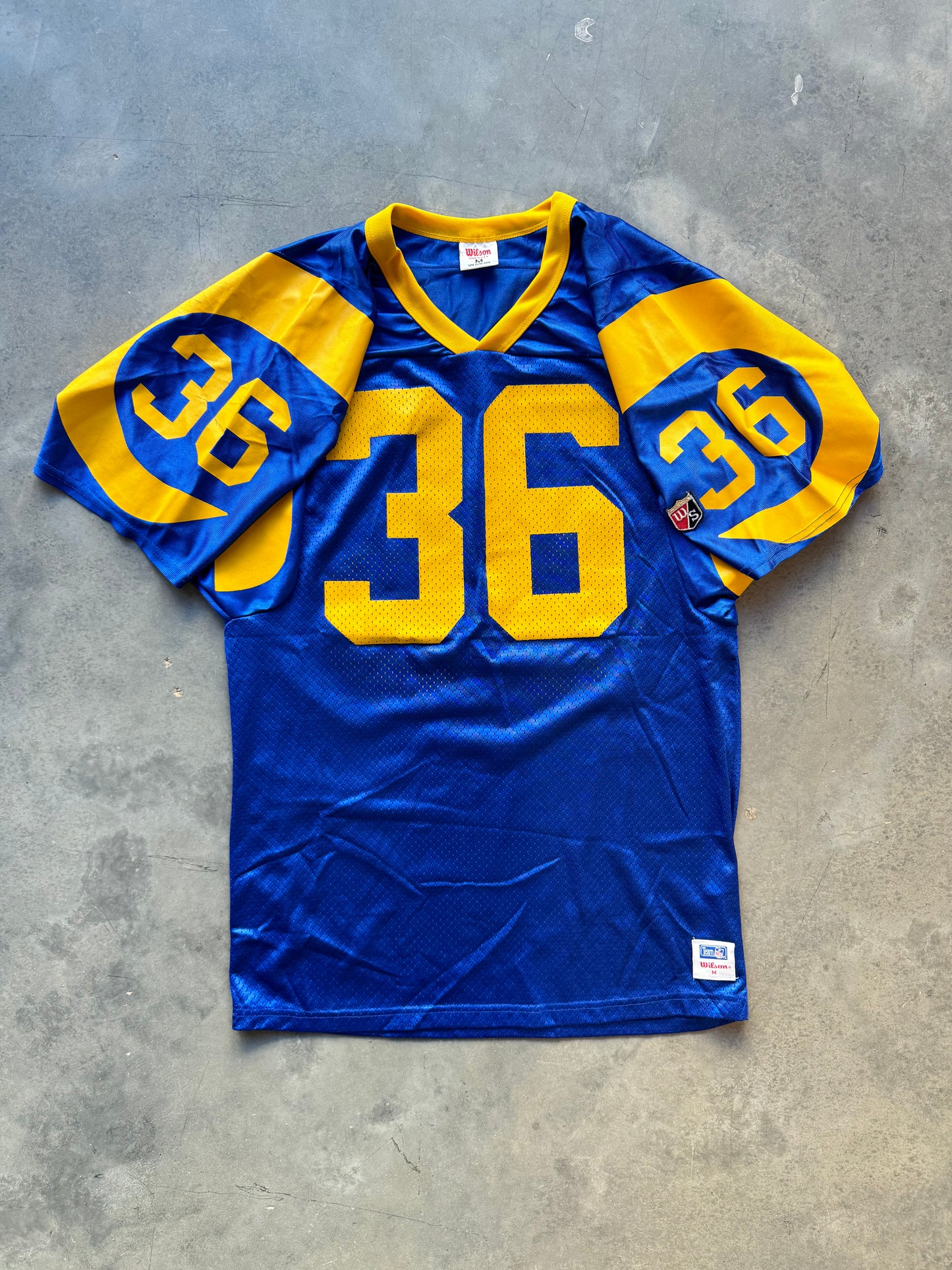 90’s St. Louis Rams Jerome Bettis Vintage Wilson Sports Blue NFL Jersey (Medium)