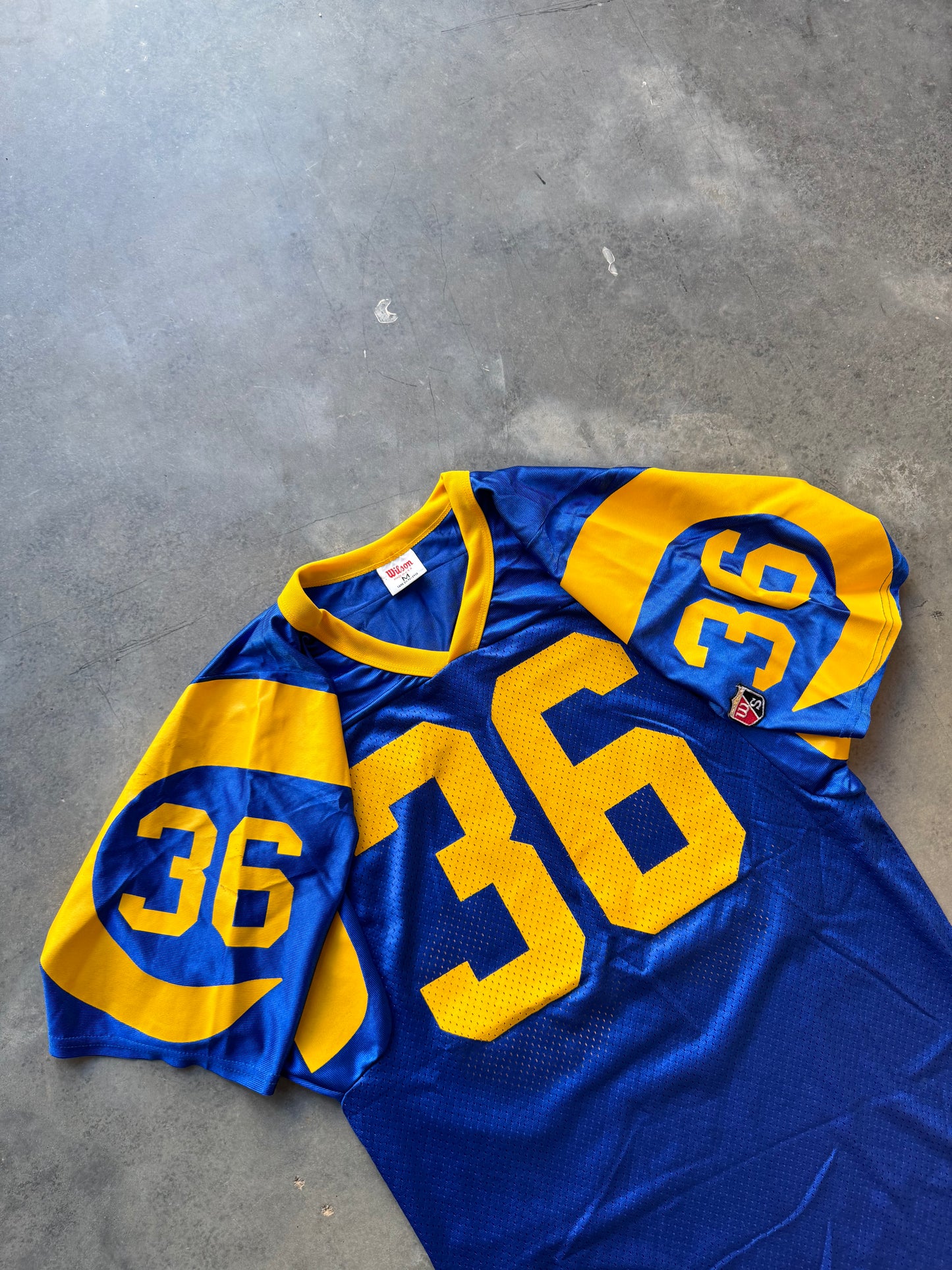 90’s St. Louis Rams Jerome Bettis Vintage Wilson Sports Blue NFL Jersey (Medium)