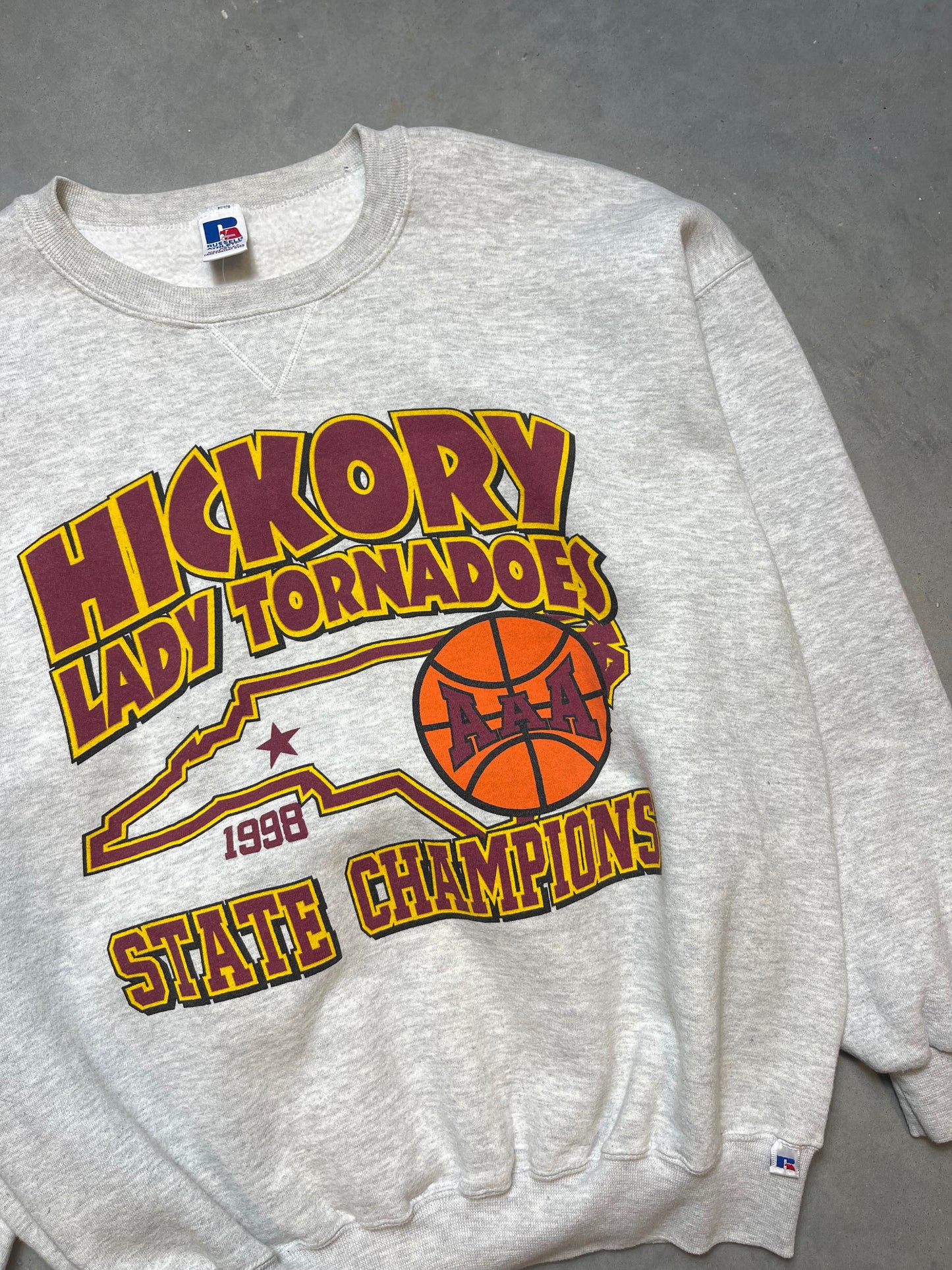 1998 Hickory High School Lady Tornadoes State Basketball Champions Russell Athletic Crewneck (XXL)