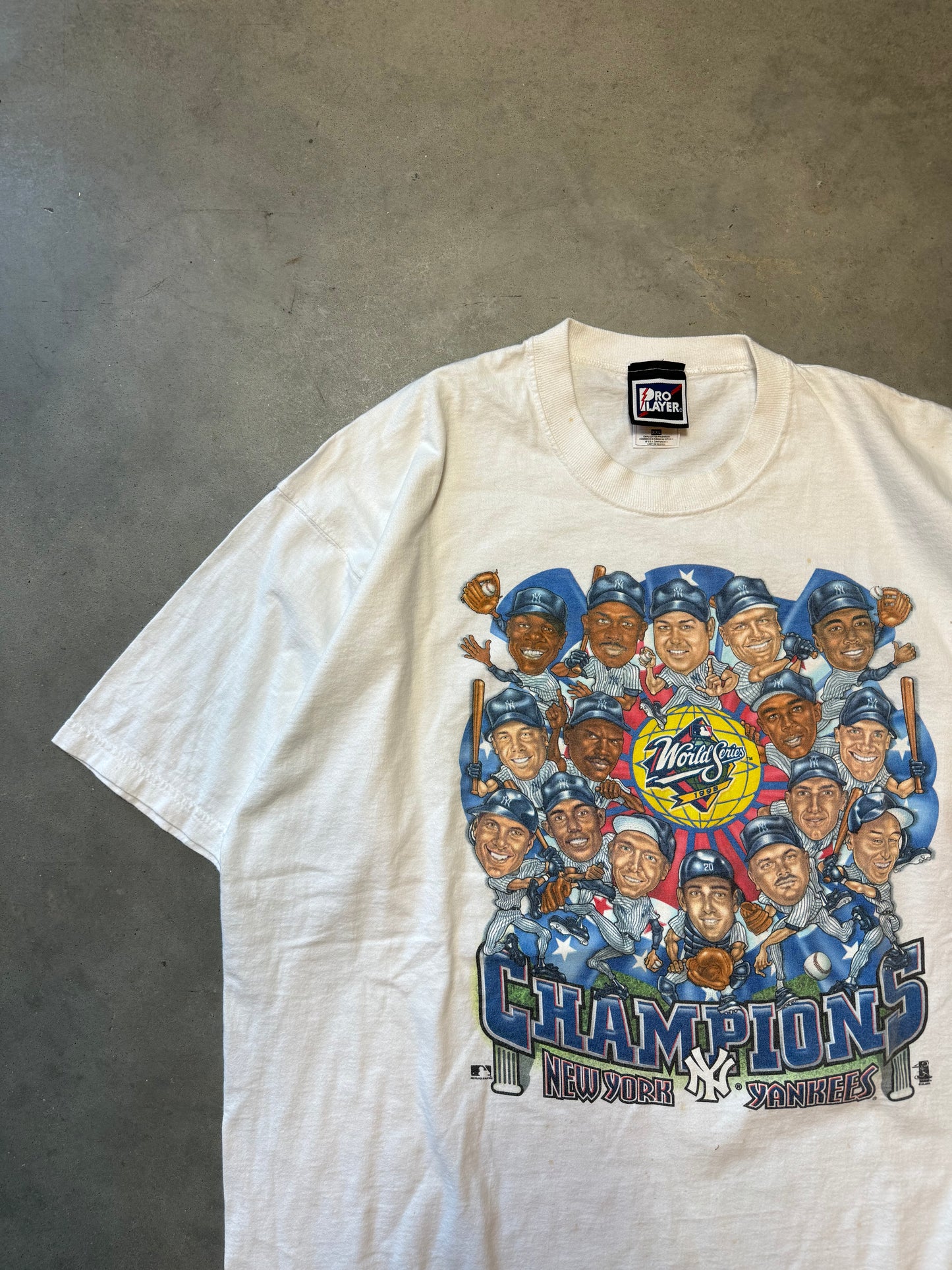 1998 New York Yankees Vintage Pro Player World Series Champions Caricature MLB Tee (XXL)