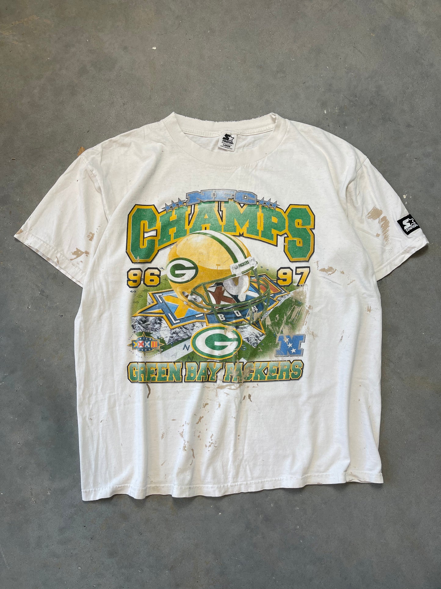 1997 Green Bay Packers Vintage Starter NFC Champions Painter Tee (Large)