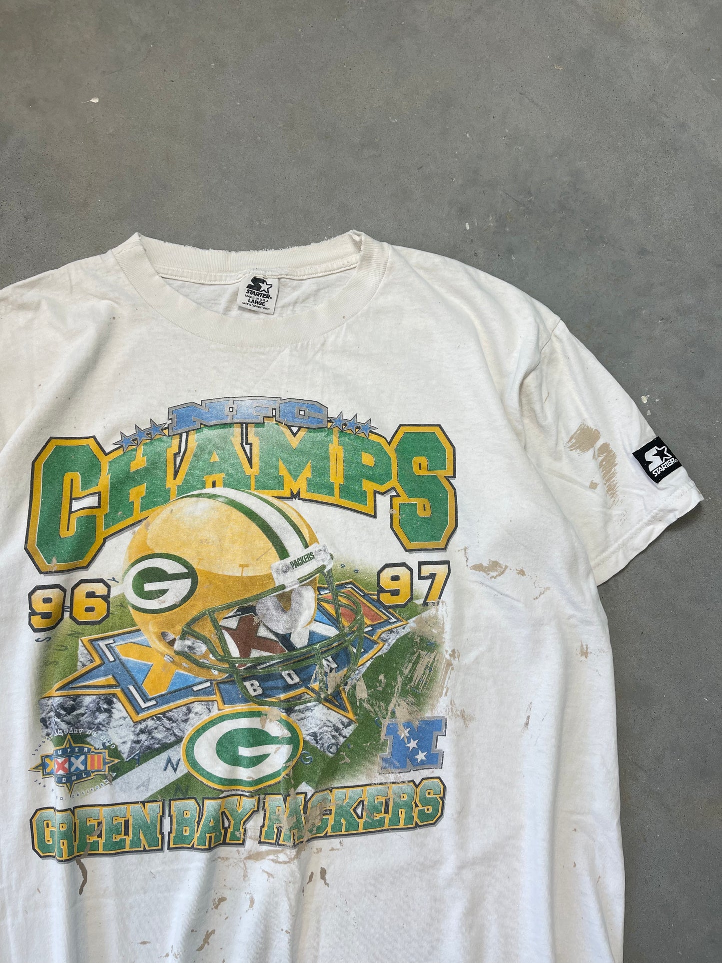 1997 Green Bay Packers Vintage Starter NFC Champions Painter Tee (Large)