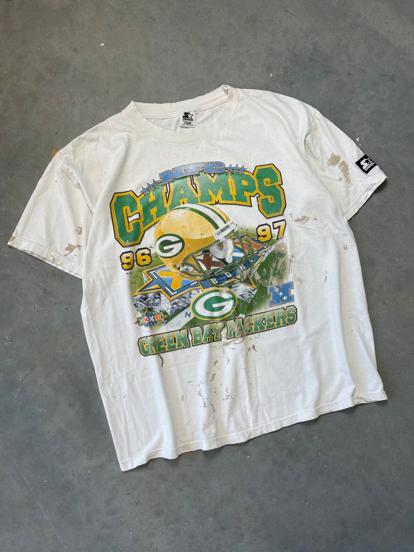 1997 Green Bay Packers Vintage Starter NFC Champions Painter Tee (Large)