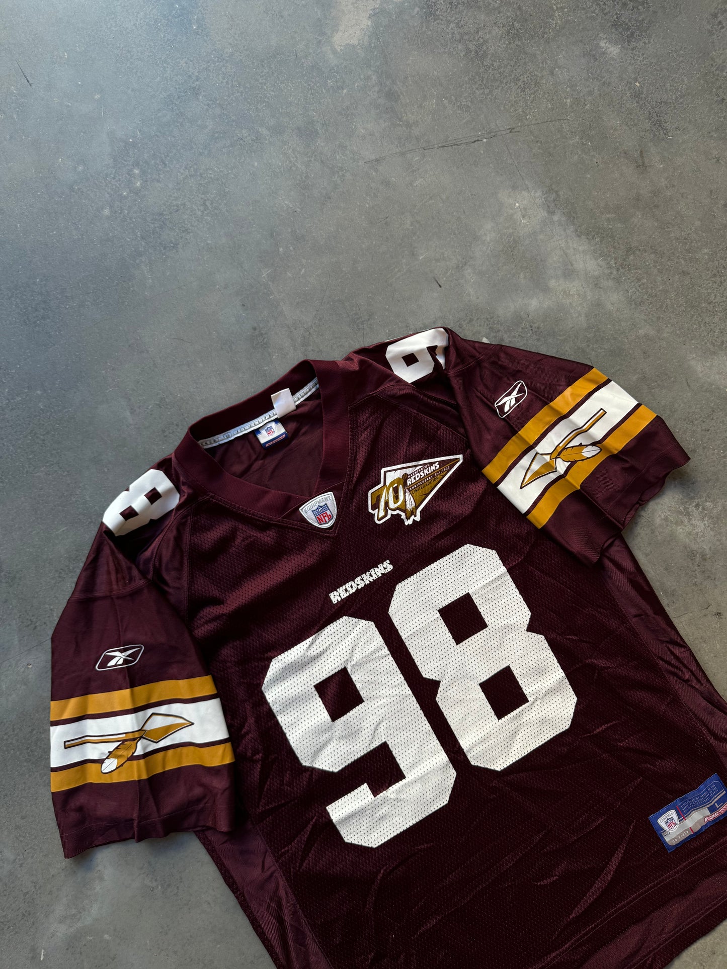 2002 Washington Redskins Jessie Armstead 70th Anniversary Throwback Reebok NFL Jersey (Large)