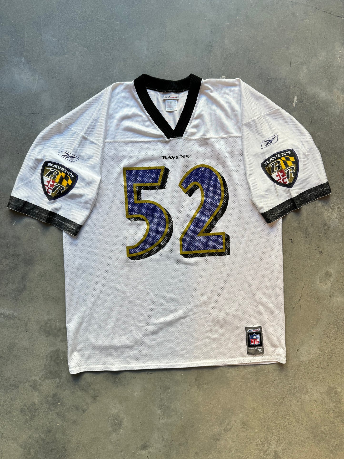 00’s Baltimore Ravens Ray Lewis Vintage White Reebok NFL Jersey (XL)