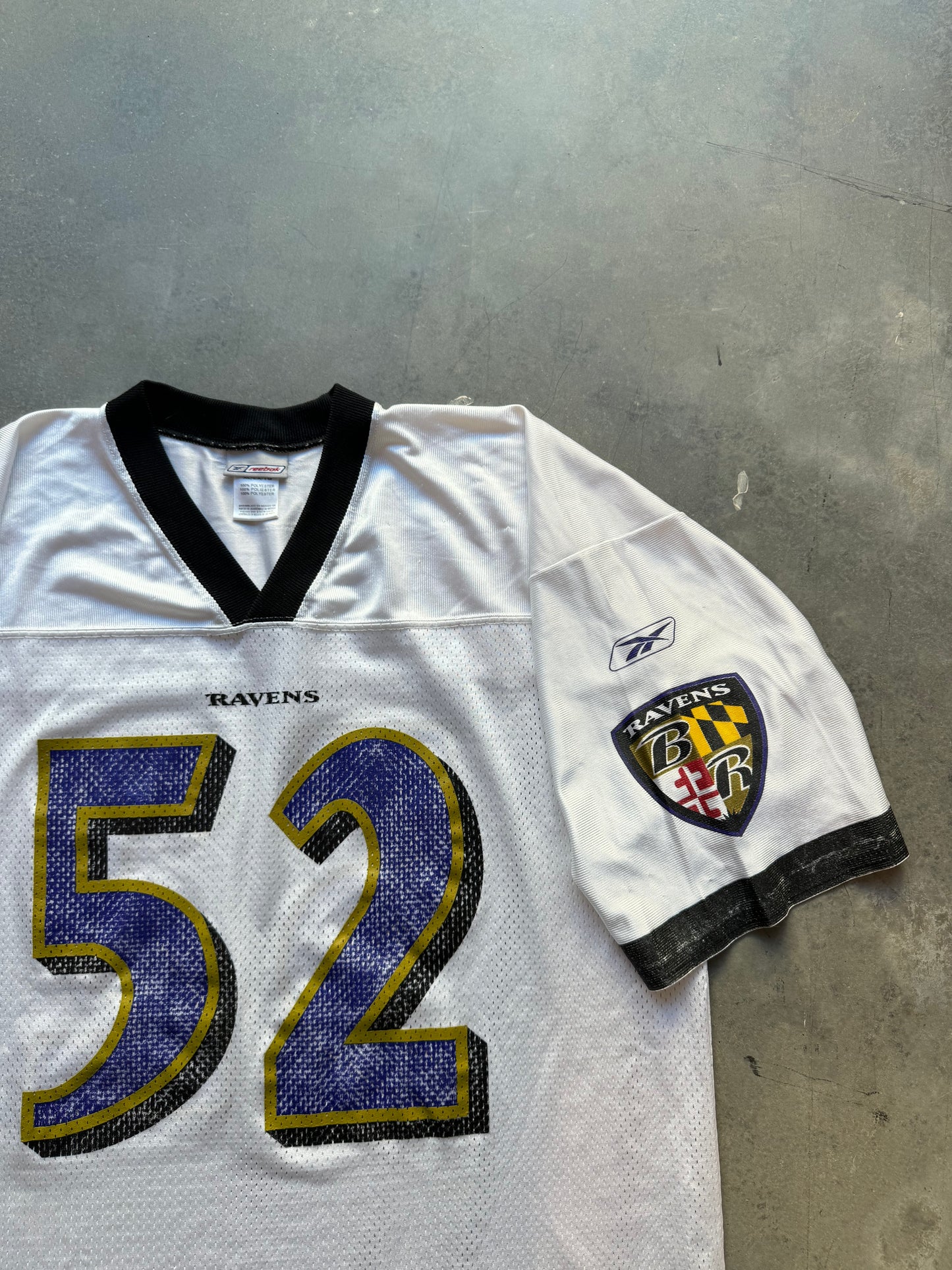 00’s Baltimore Ravens Ray Lewis Vintage White Reebok NFL Jersey (XL)