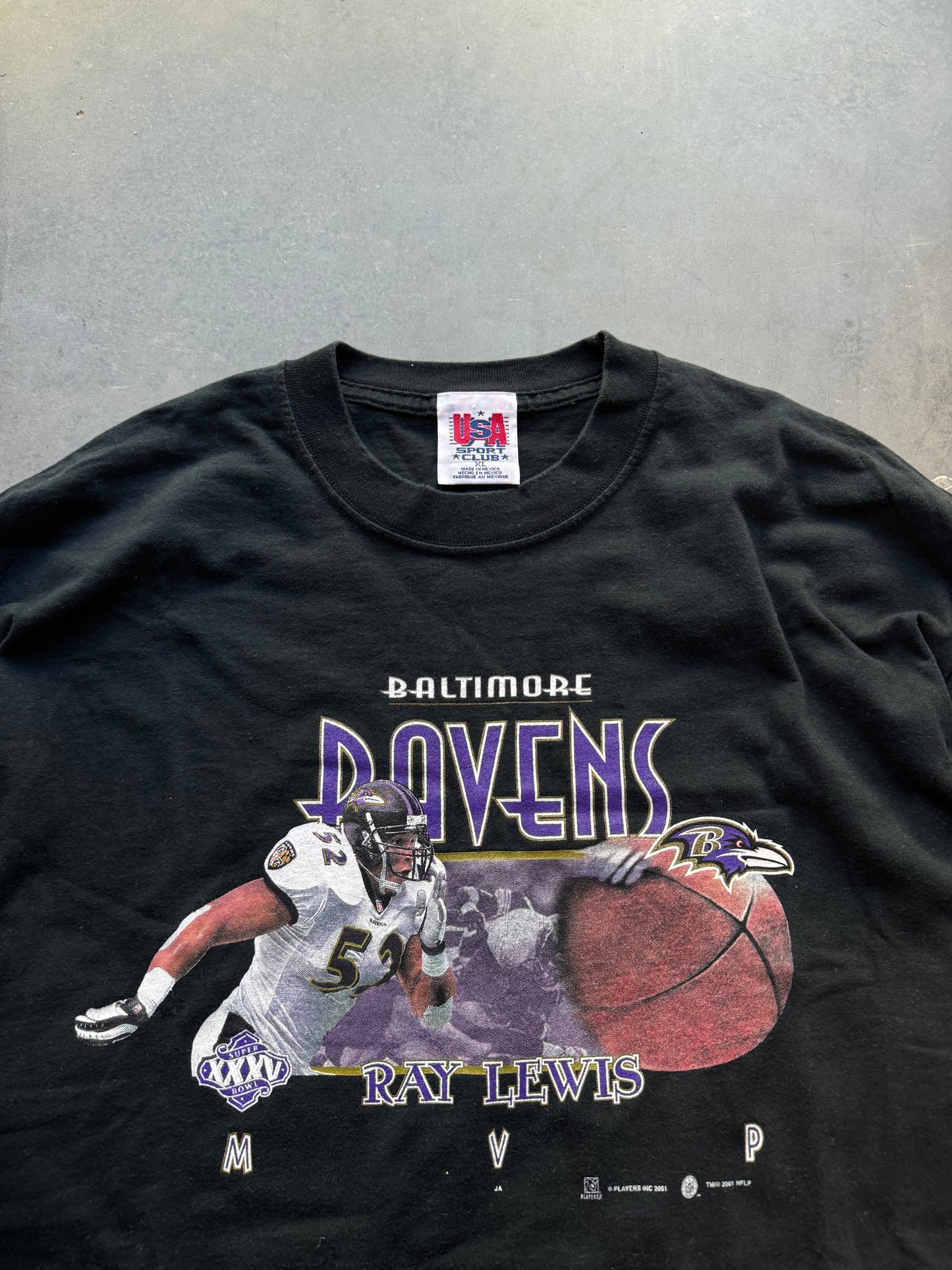 2001 Baltimore Ravens Ray Lewis Super Bowl XXXV MVP Vintage NFL Tee (XL)