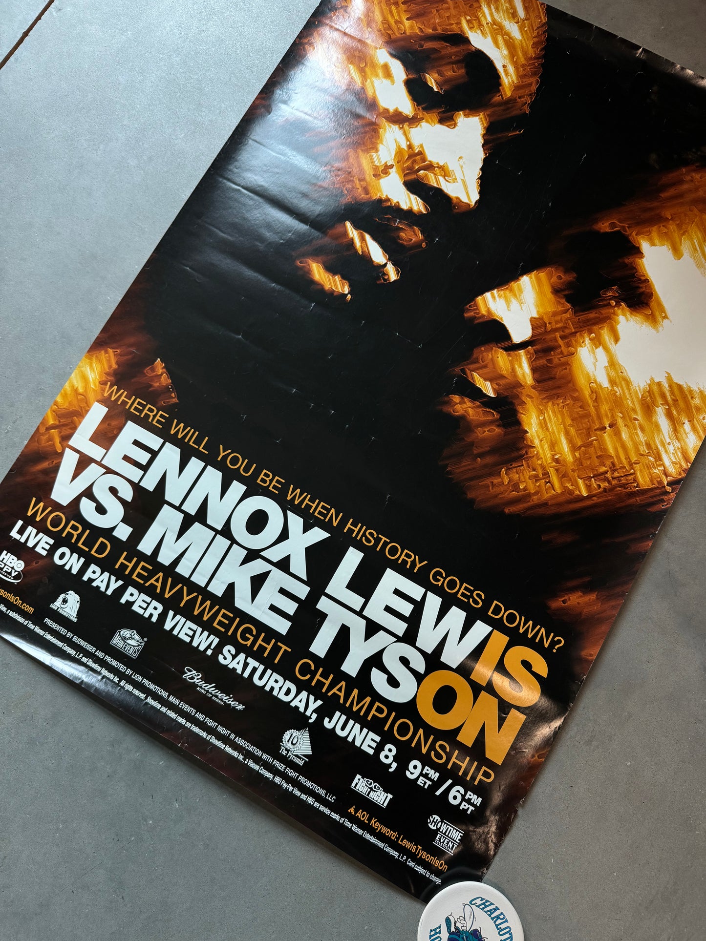 2002 Lennox Lewis vs. Mike Tyson Vintage World Heavyweight Championship PPV Boxing Poster (27x40)