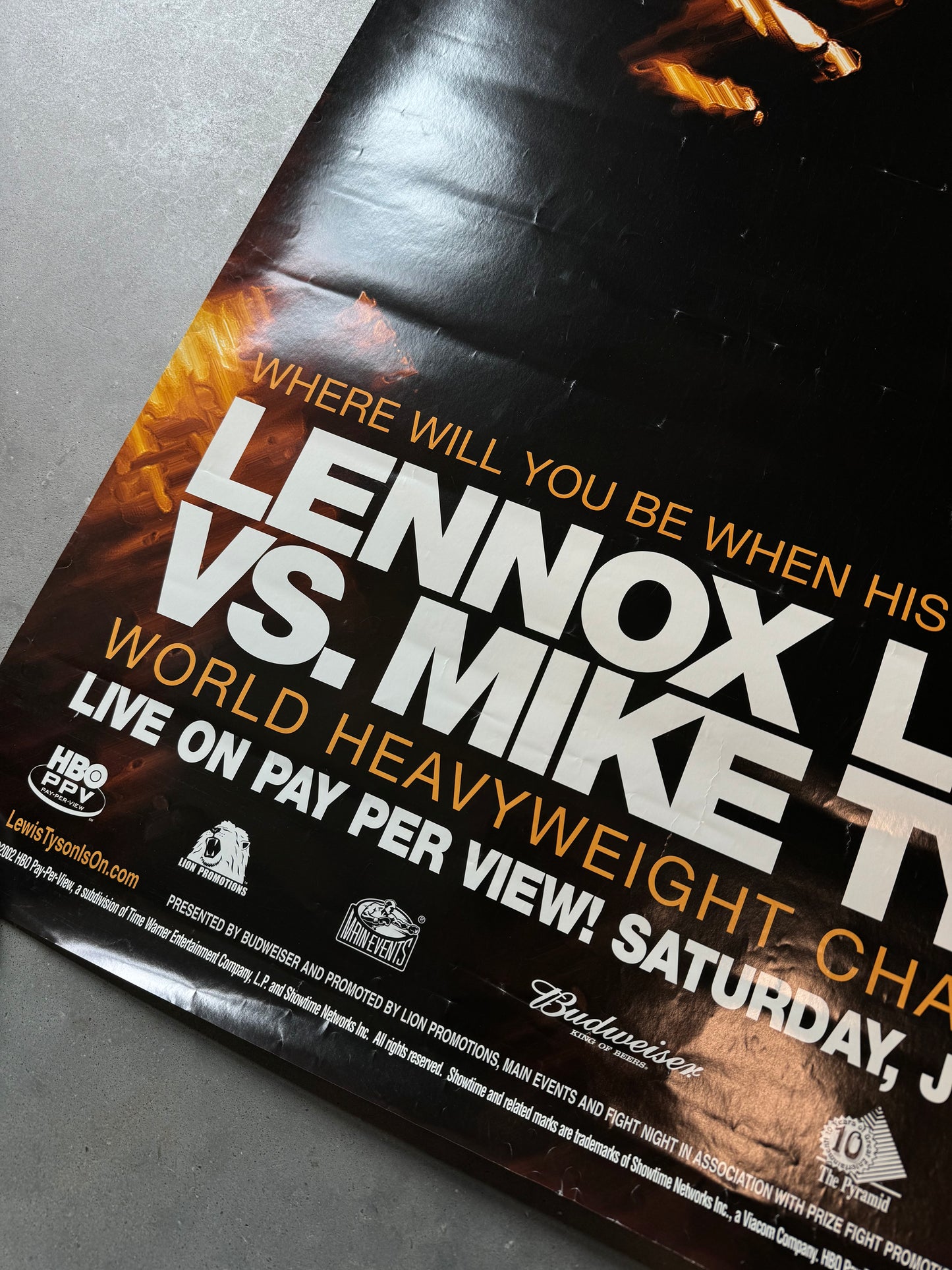 2002 Lennox Lewis vs. Mike Tyson Vintage World Heavyweight Championship PPV Boxing Poster (27x40)