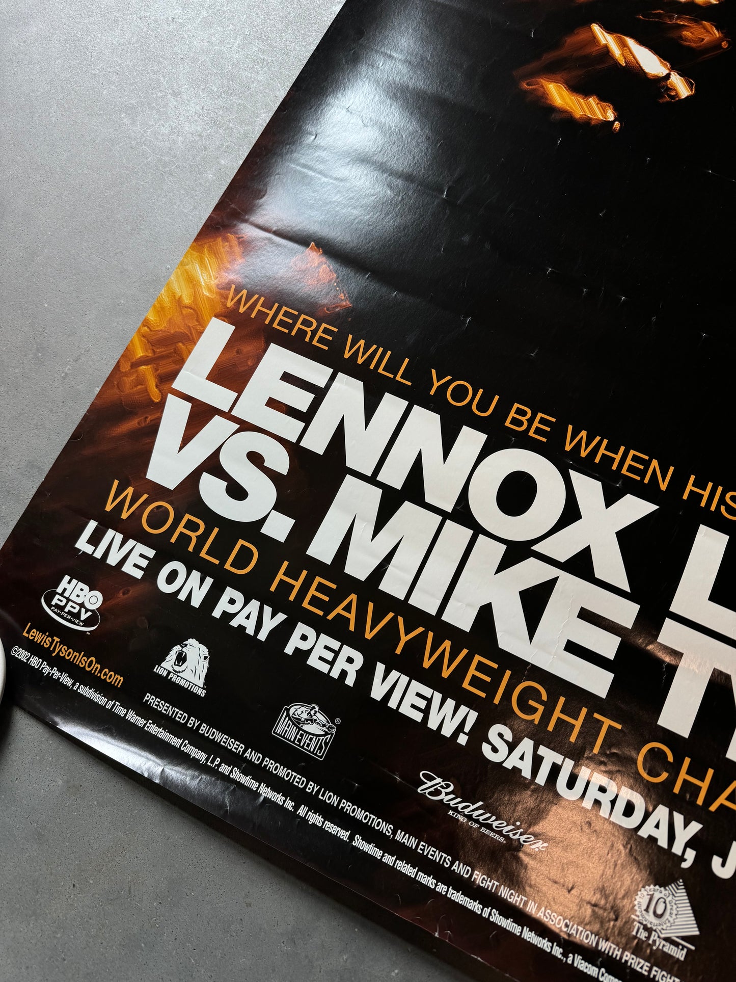 2002 Lennox Lewis vs. Mike Tyson Vintage World Heavyweight Championship PPV Boxing Poster (27x40)