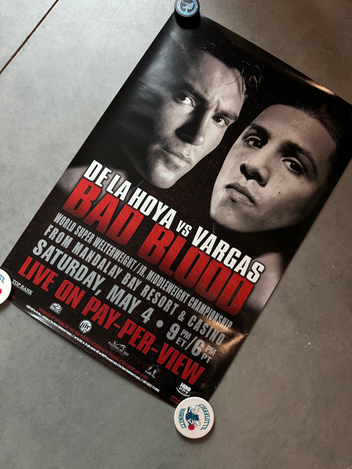 2002 Oscar De La Hoya vs. Fernando Vargas Bad Blood Vintage Mandalay Bay Boxing Promo Poster (27x40)