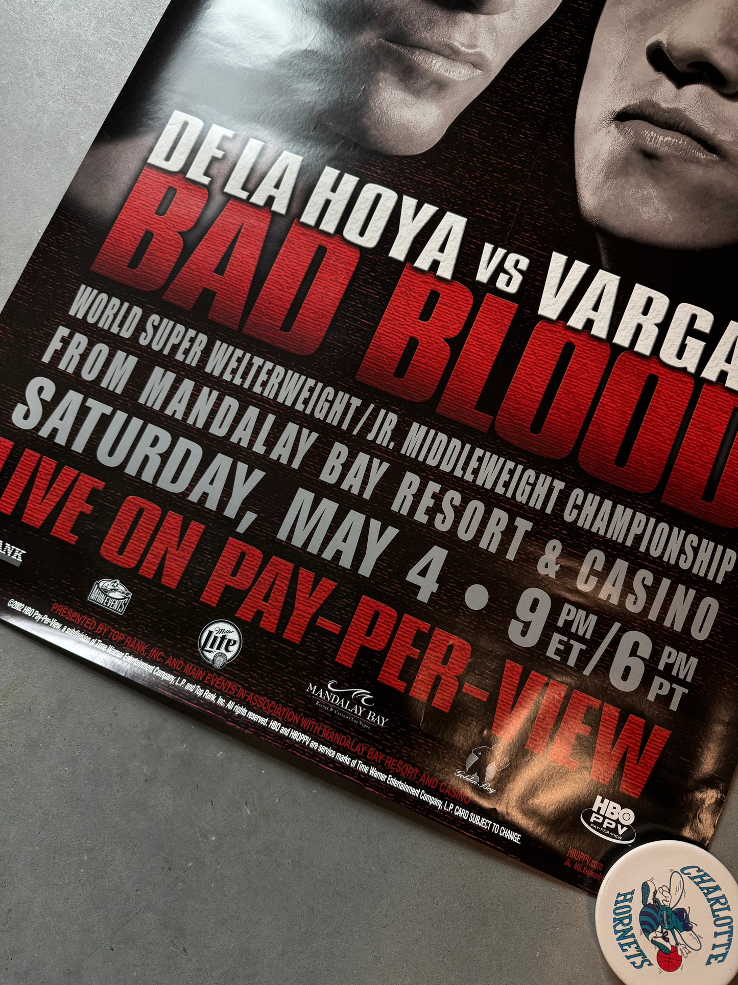 2002 Oscar De La Hoya vs. Fernando Vargas Bad Blood Vintage Mandalay Bay Boxing Promo Poster (27x40)