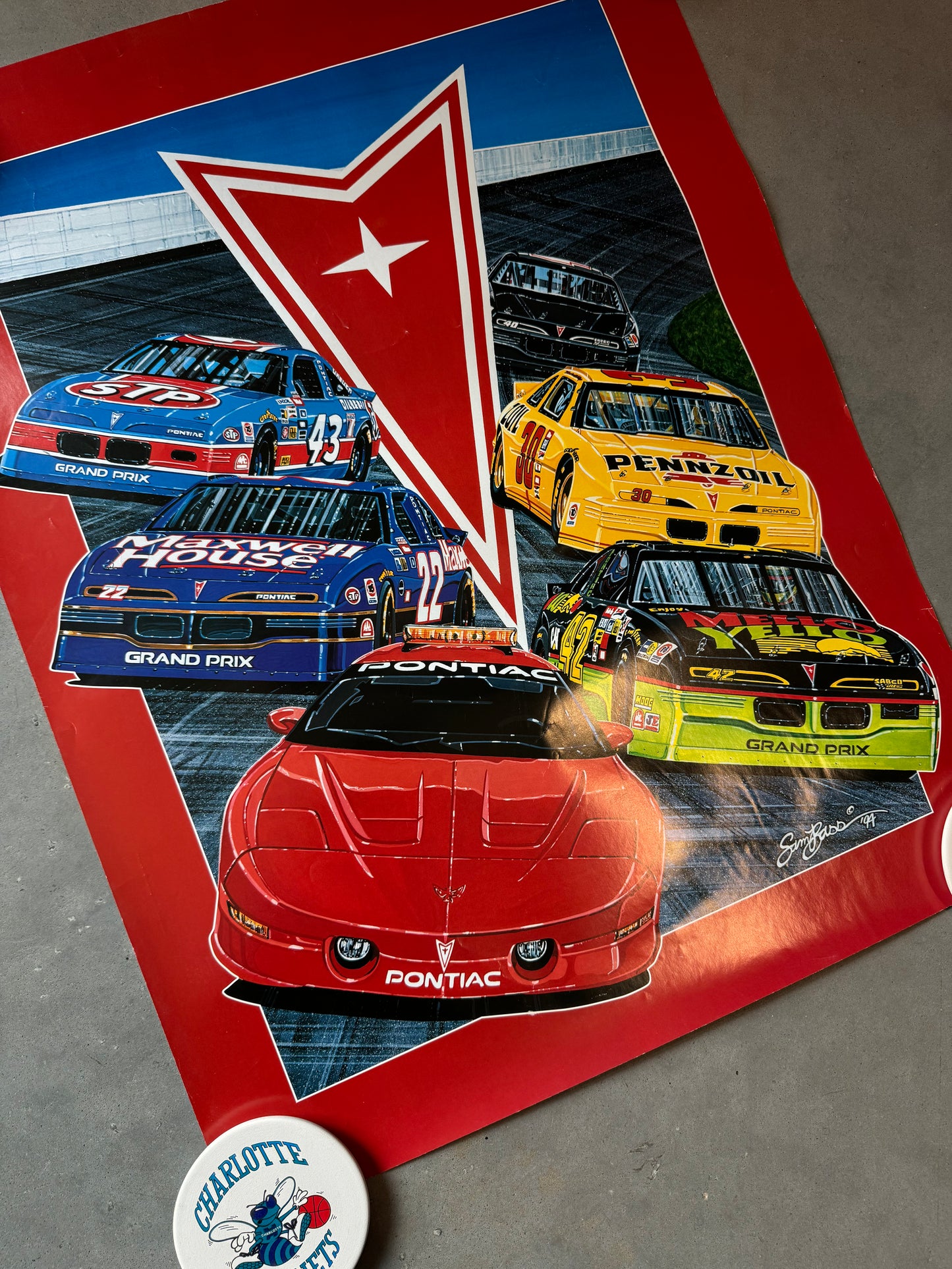 1994 Sam Bass Pontiac Racing Vintage NASCAR Poster (21x28)