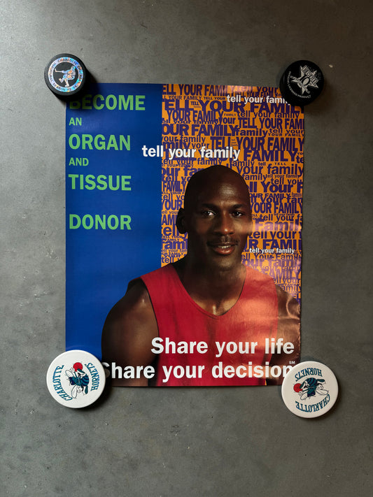 90’s Michael Jordan “Become an Organ Donor” Vintage Sponsorship NBA Poster (17x22)