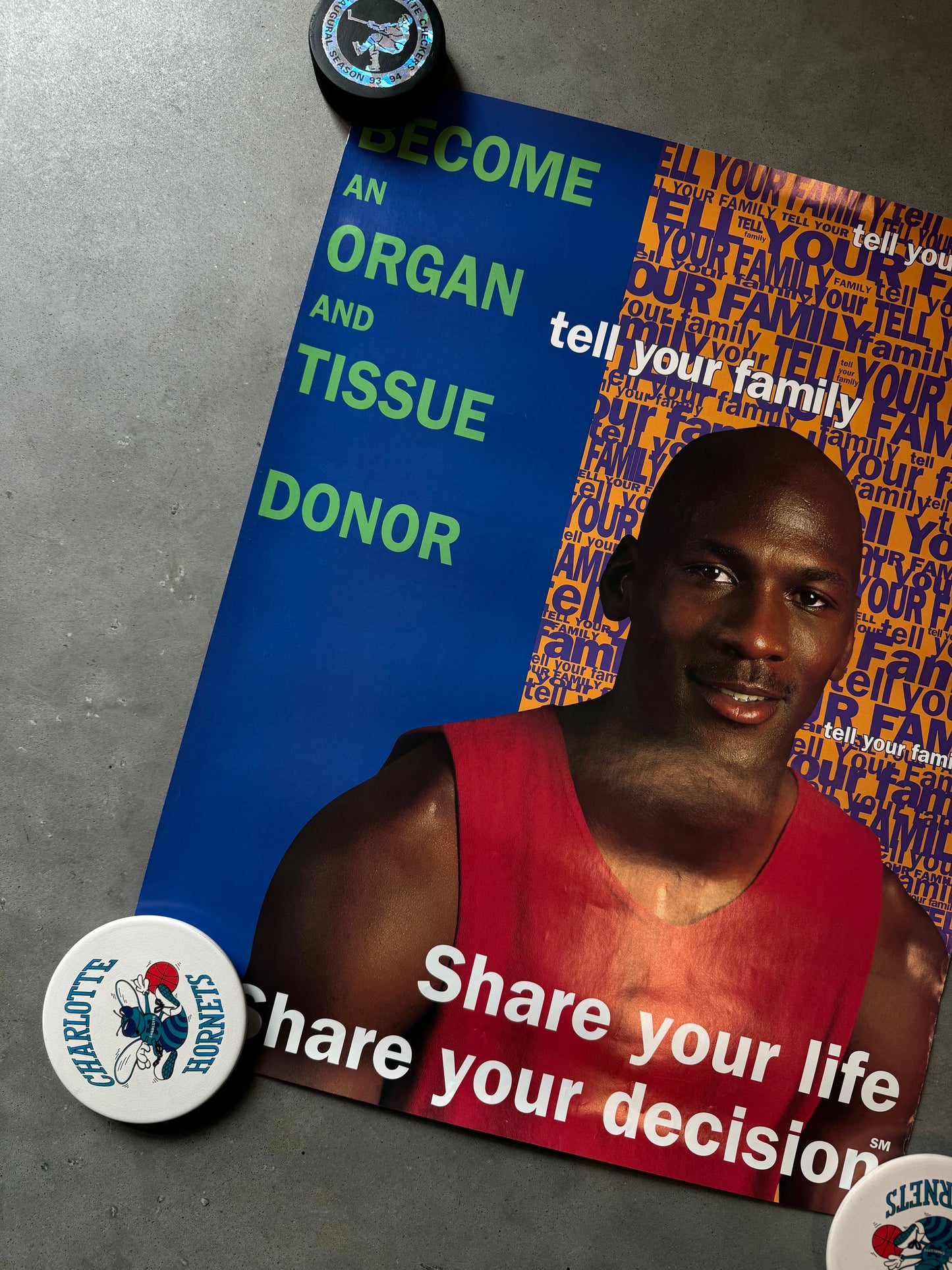 90’s Michael Jordan “Become an Organ Donor” Vintage Sponsorship NBA Poster (17x22)