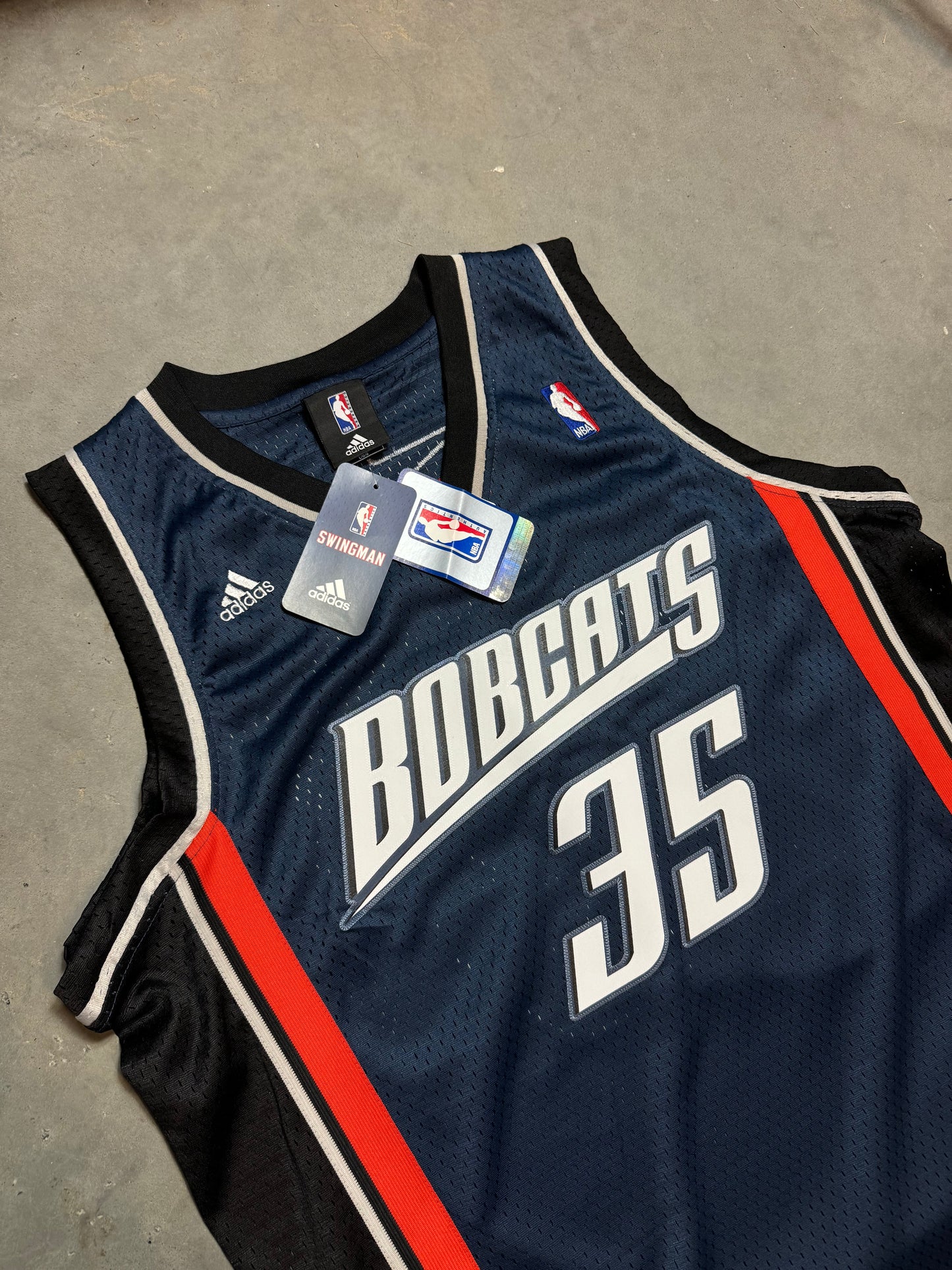 00’s Charlotte Bobcats Adam Morrison Vintage Adidas Stitched Swingman NBA Jersey - Deadstock & Signed (Large)