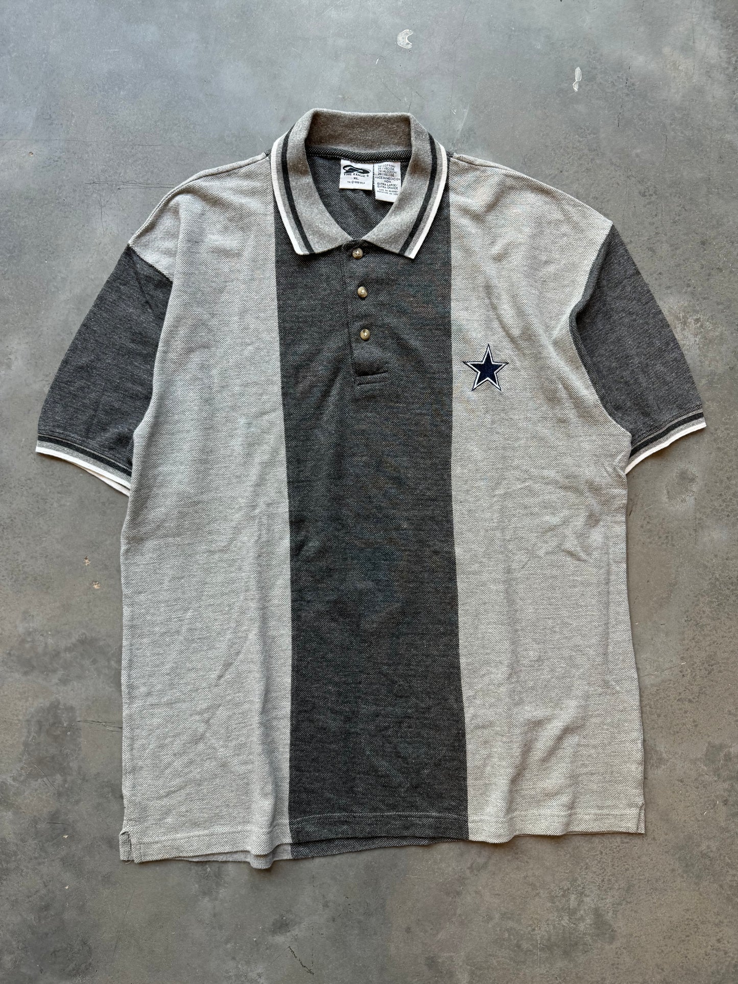 1999 Dallas Cowboys Vintage Grey Striped NFL Polo Collared Shirt (XL)