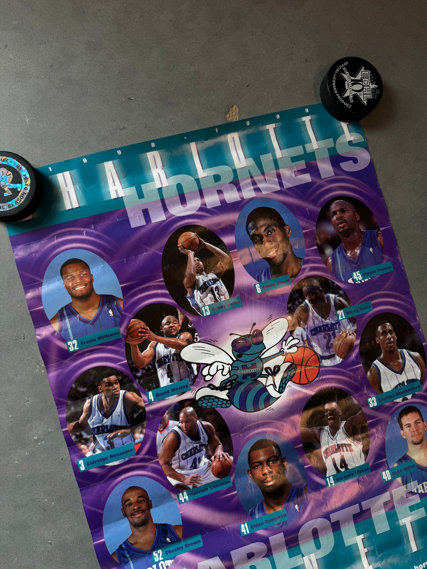 1999/2000 Charlotte Hornets x Charlotte Observer Roster NBA Poster (18x24)