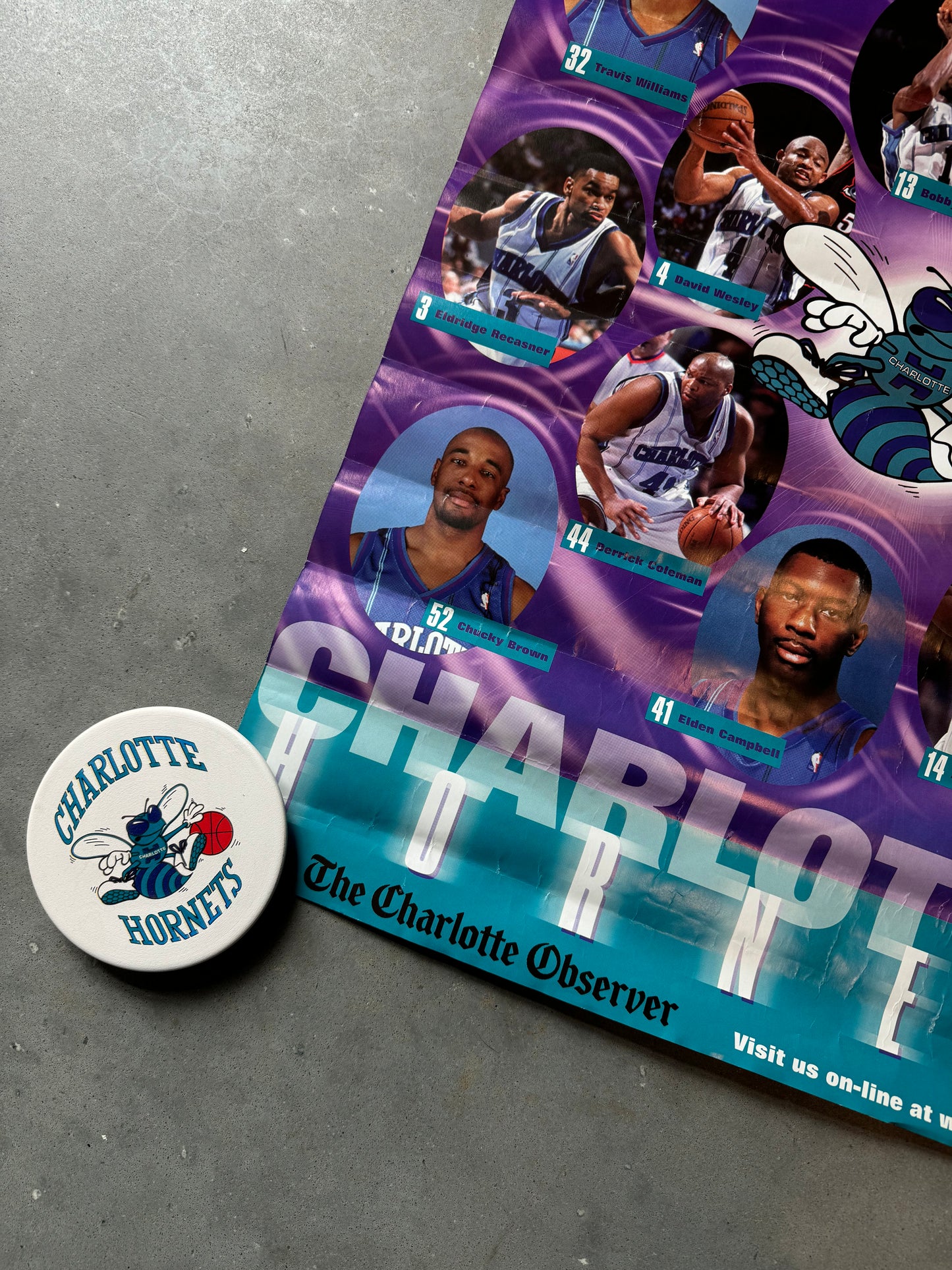 1999/2000 Charlotte Hornets x Charlotte Observer Roster NBA Poster (18x24)