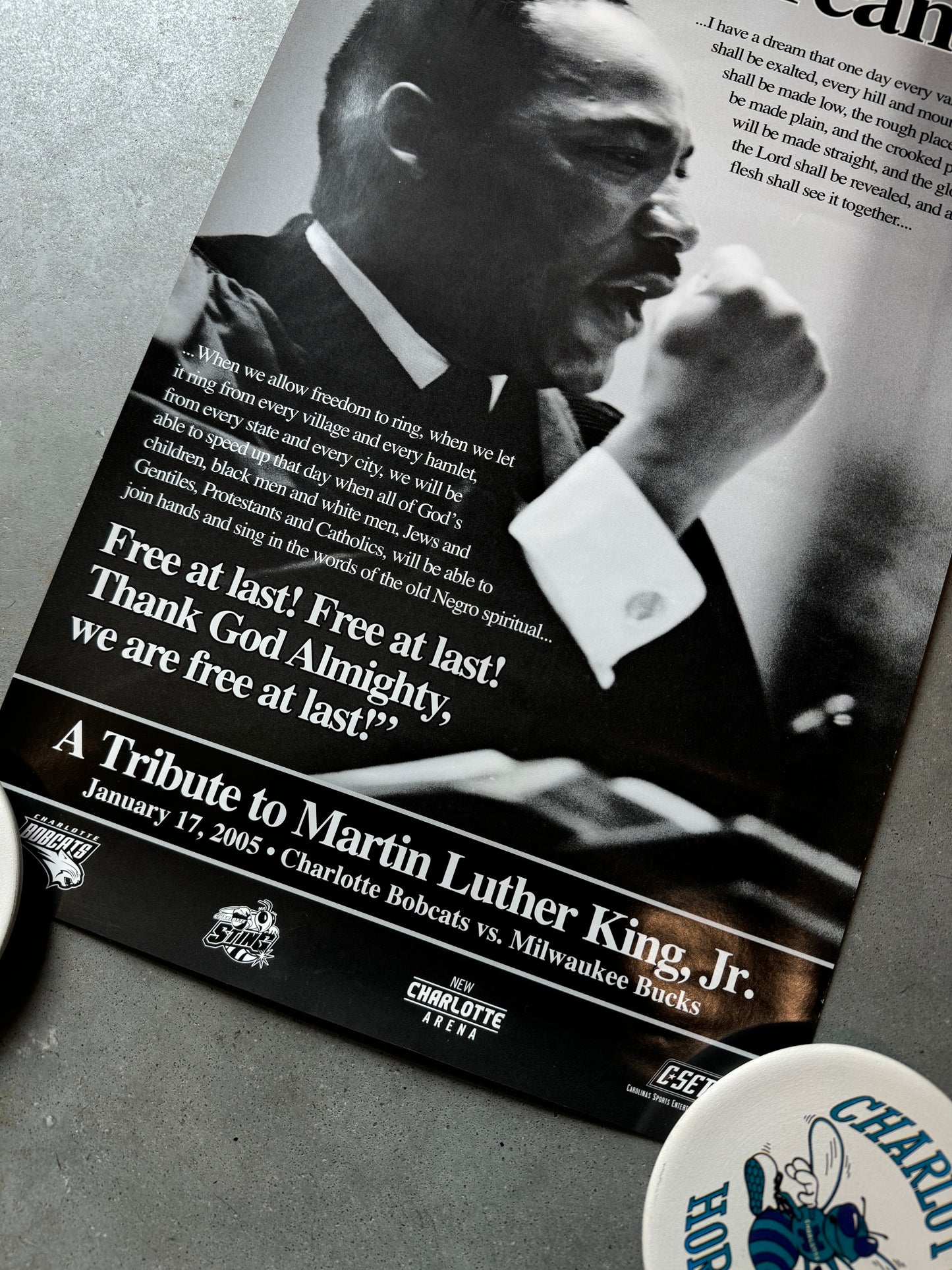 2005 Charlotte Bobcats x Charlotte Sting Tribute to Martin Luther King Jr Game Giveaway Poster (11x17)