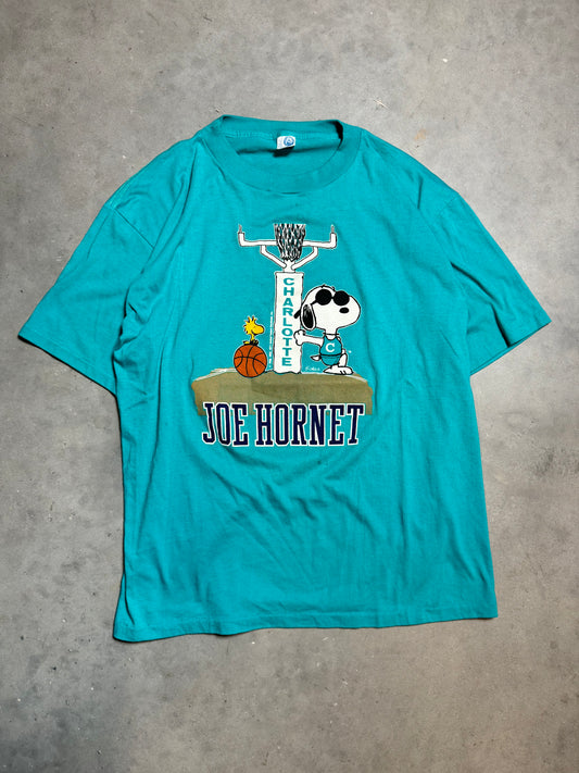 90’s Charlotte Hornets x Snoopy Joe Hornet Vintage Teal NBA Cartoon Tee (Large)