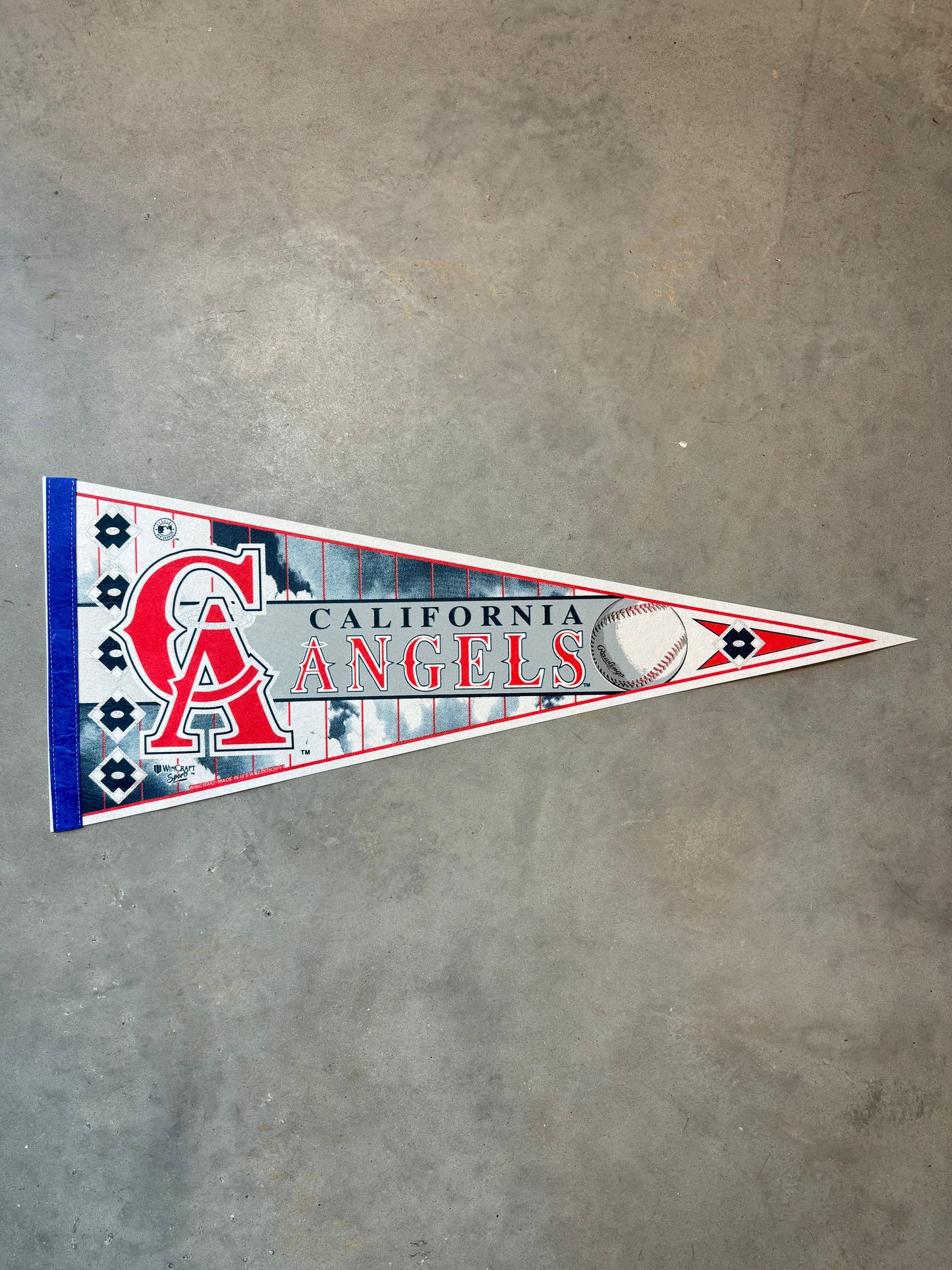 90’s California Angels Vintage Wincraft Pinstriped Cloud Print MLB Pennant