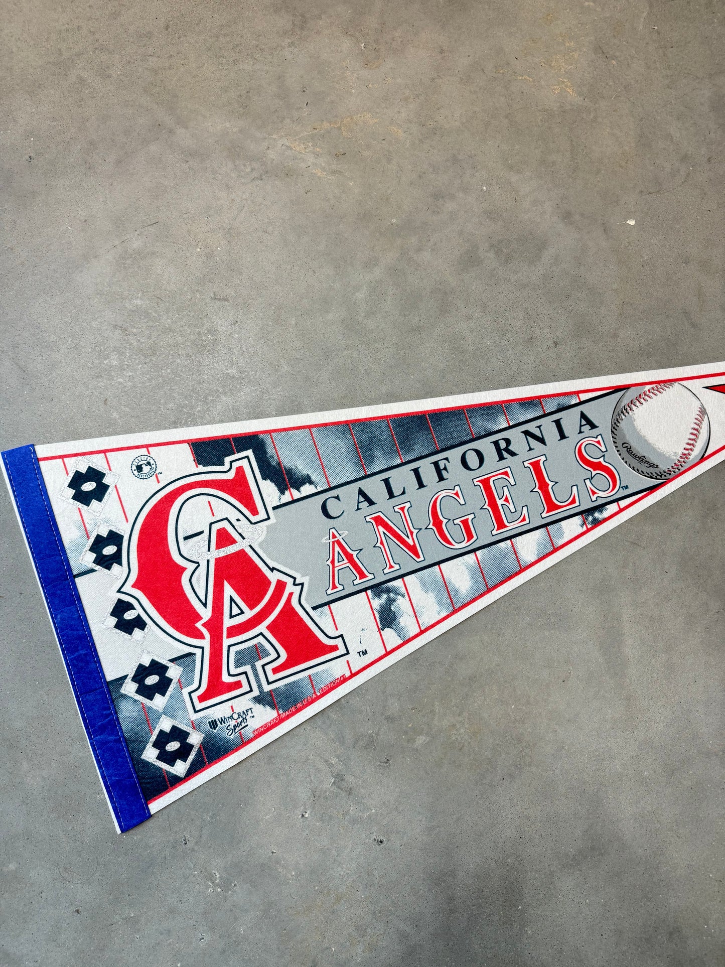 90’s California Angels Vintage Wincraft Pinstriped Cloud Print MLB Pennant