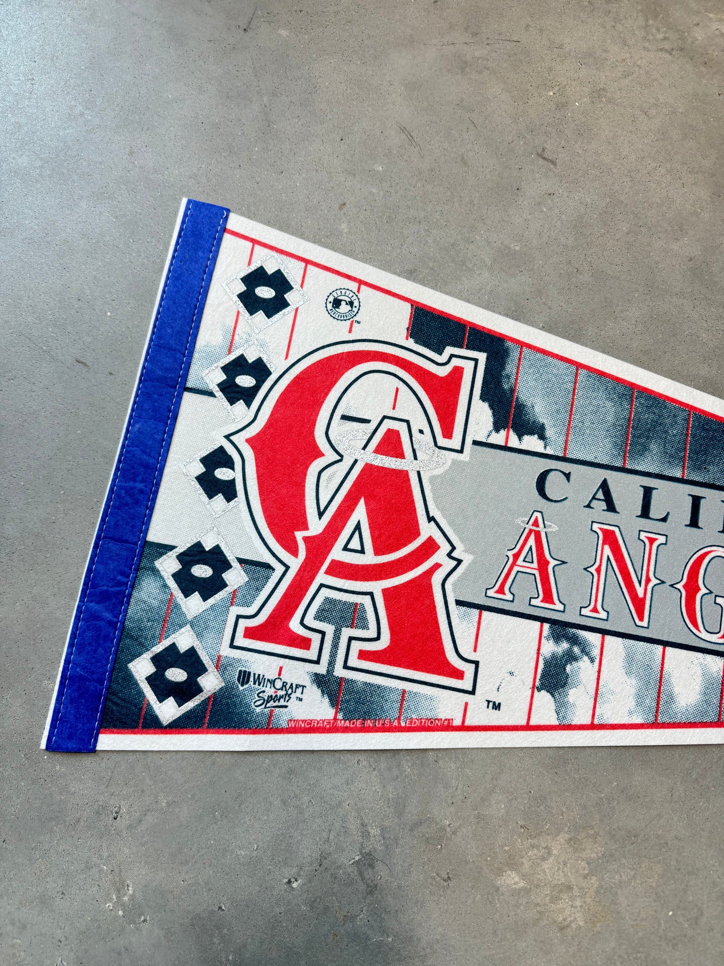 90’s California Angels Vintage Wincraft Pinstriped Cloud Print MLB Pennant