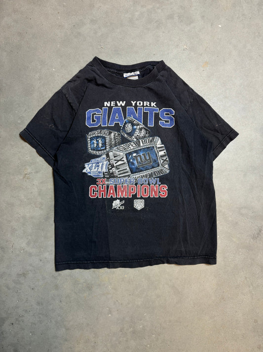 2008 New York Giants 3x Super Bowl Champions Faded Reebok NFL Tee (Youth Large)