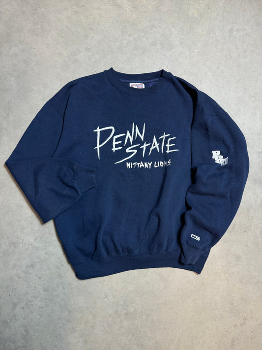 90’s Penn State Nittany Lions Vintage Navy Blue Embroidered College Crewneck (Large)